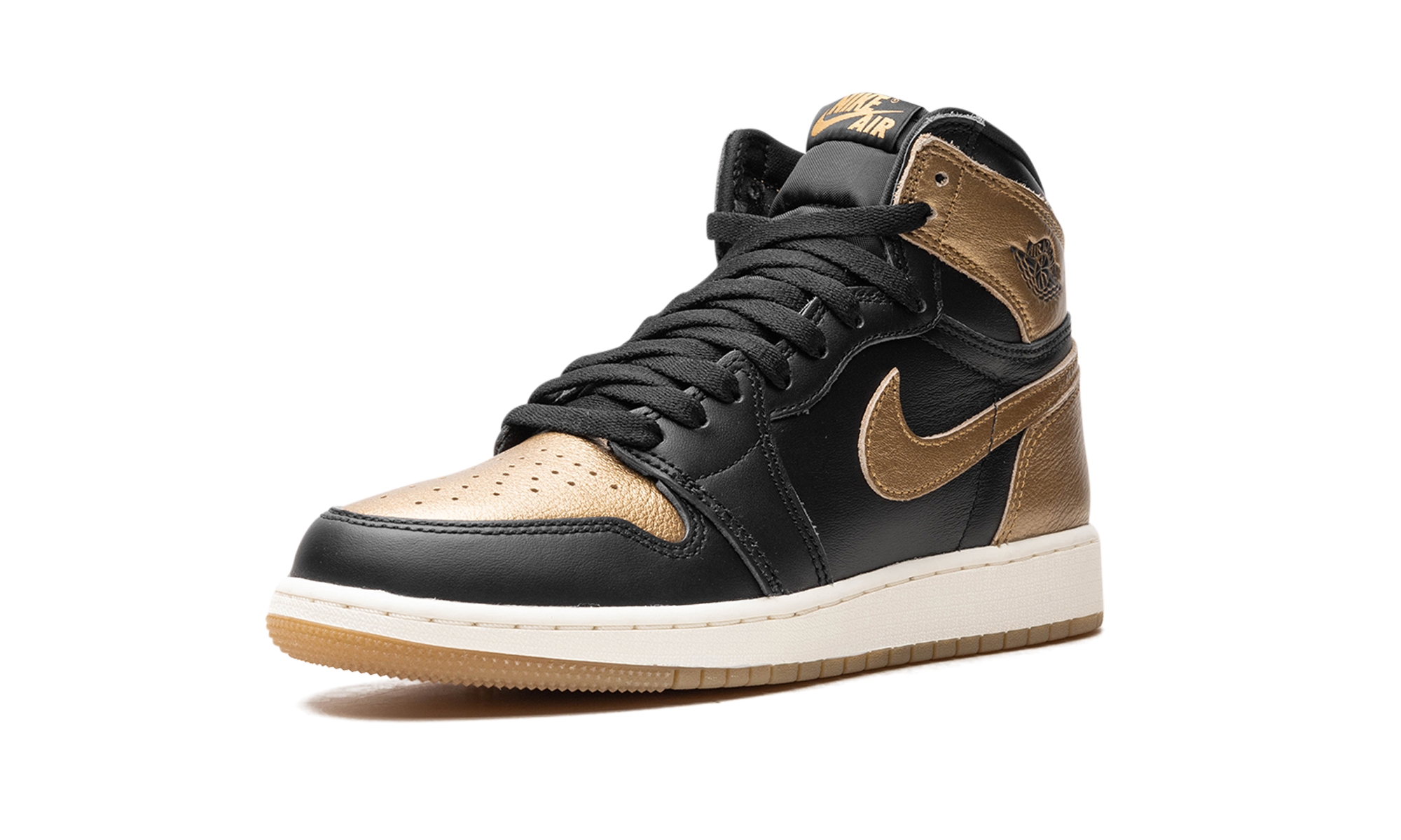 jordan 1 retro high og black metallic gold gs+FD1437-071+left diagnol single view