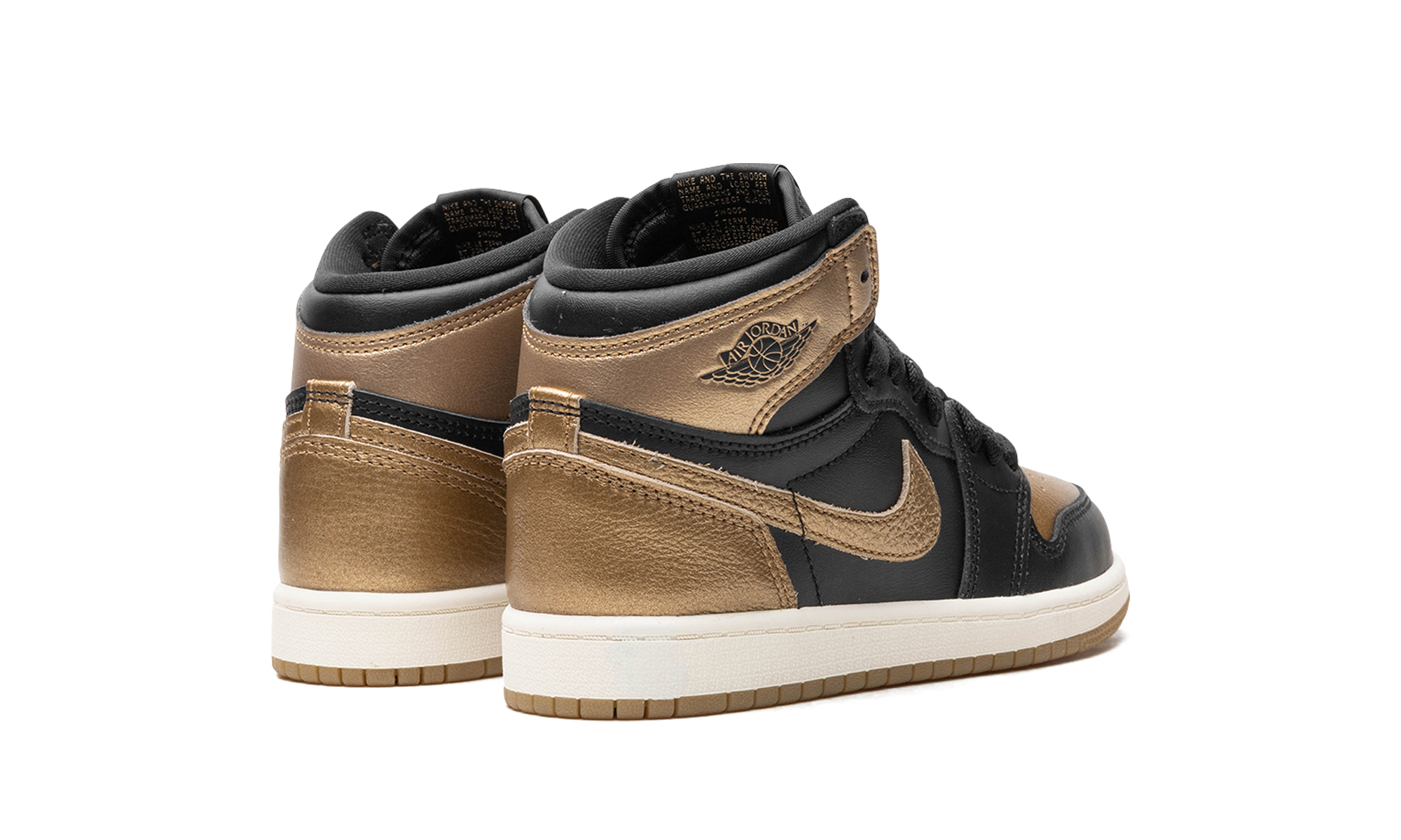 jordan 1 retro high og black metallic gold ps+FD1412-071+diagnol right behind view