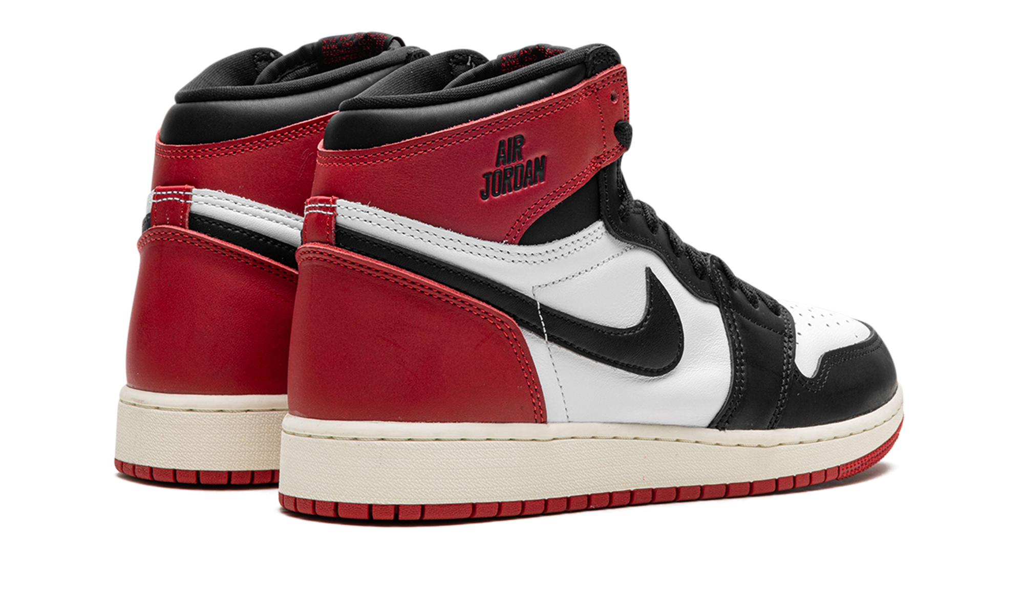 jordan 1 retro high og black toe reimagined gs+FD1437-106+diagnol right behind view