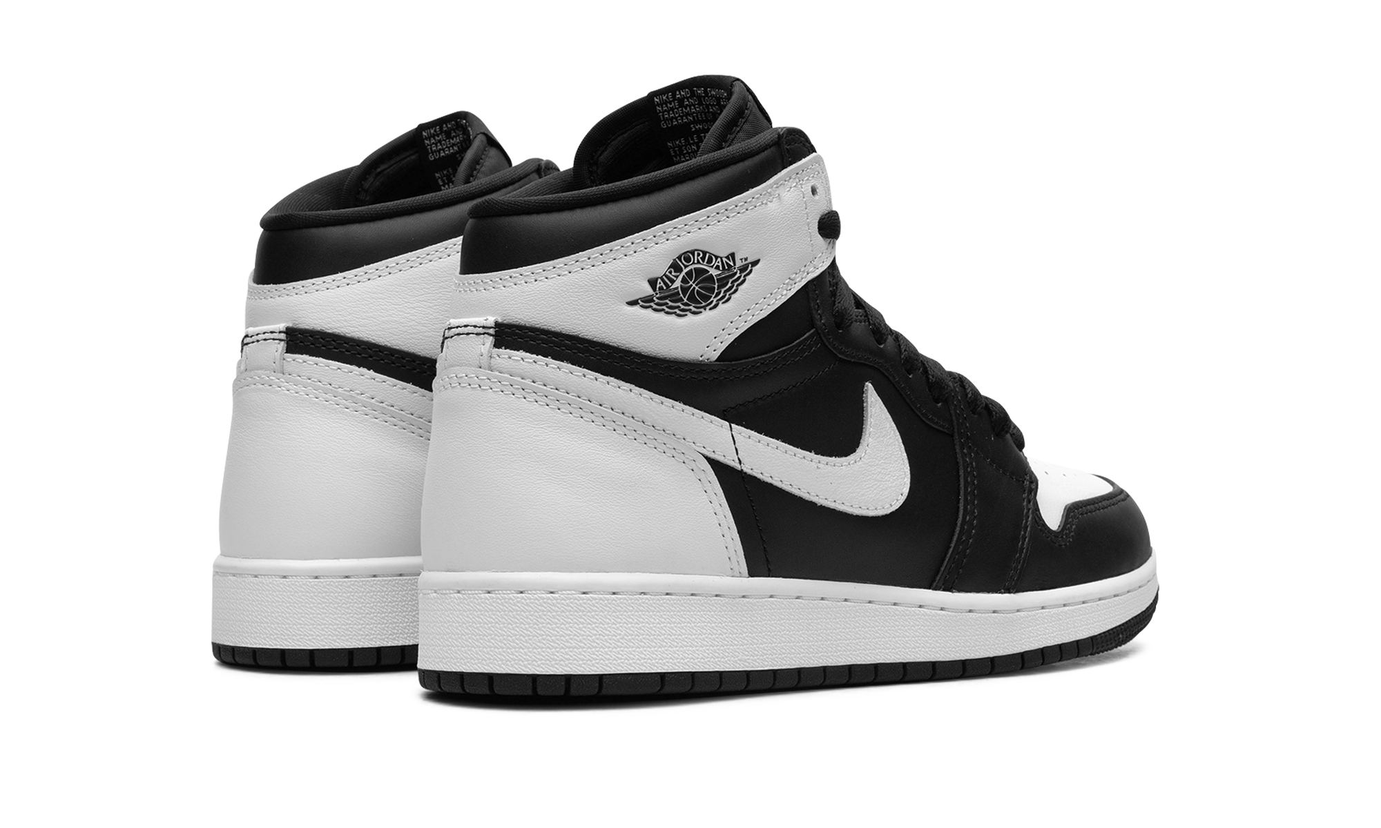 jordan 1 retro high og black white gs+FD1437-010+diagnol right behind view