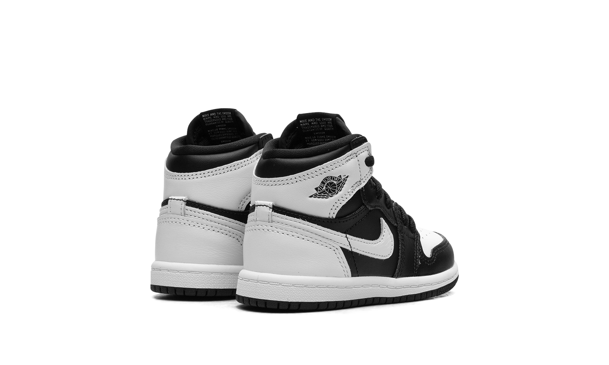 jordan 1 retro high og black white td+FD1413-010+diagnol right behind view