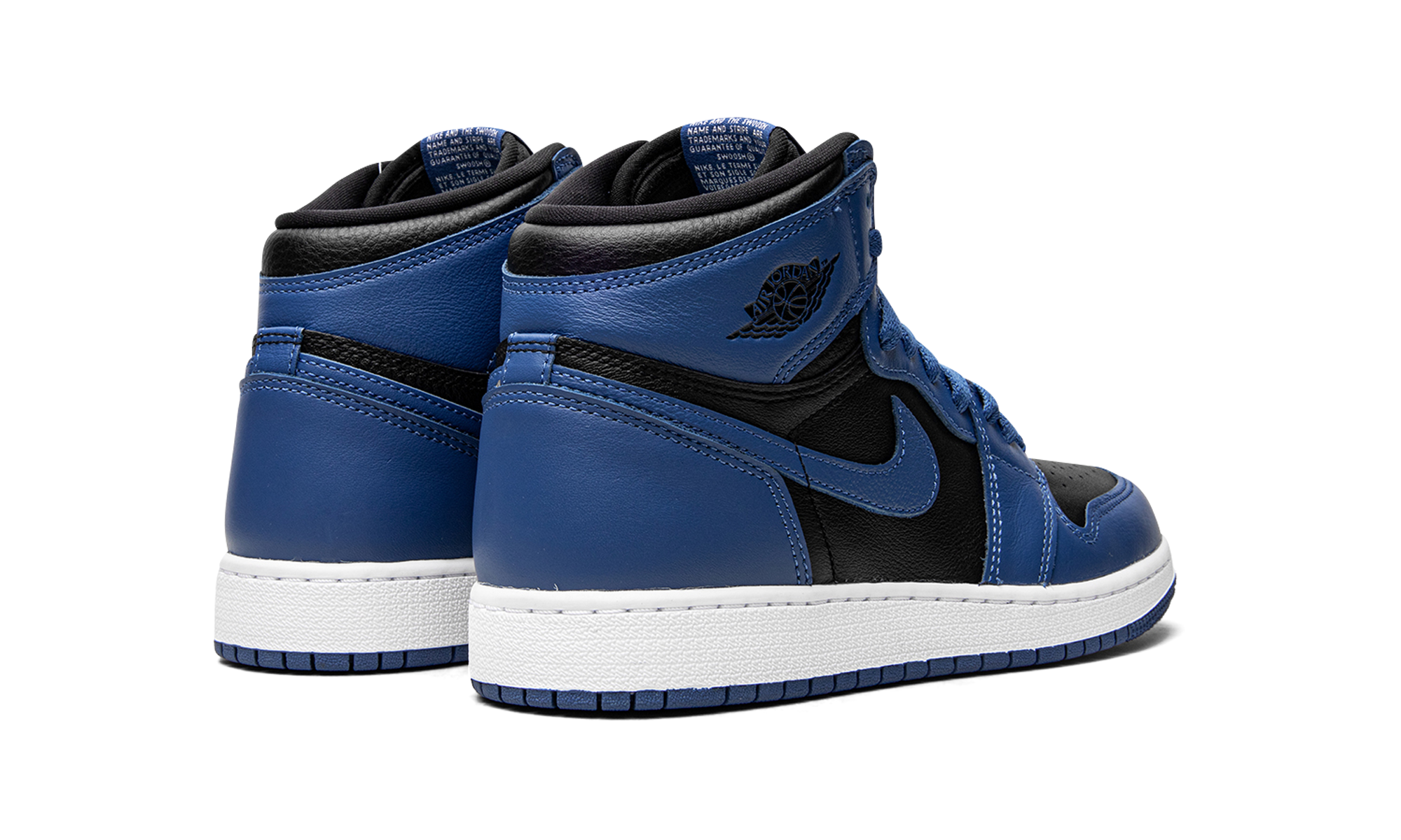 jordan 1 retro high og dark marina blue gs+575441-404+diagnol right behind view