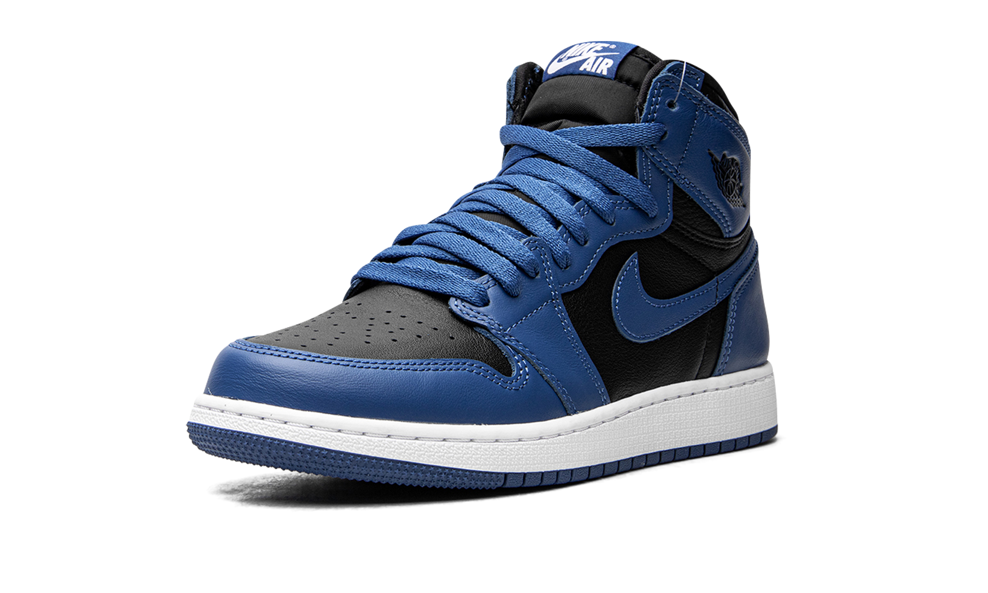 jordan 1 retro high og dark marina blue gs+575441-404+left diagnol single view