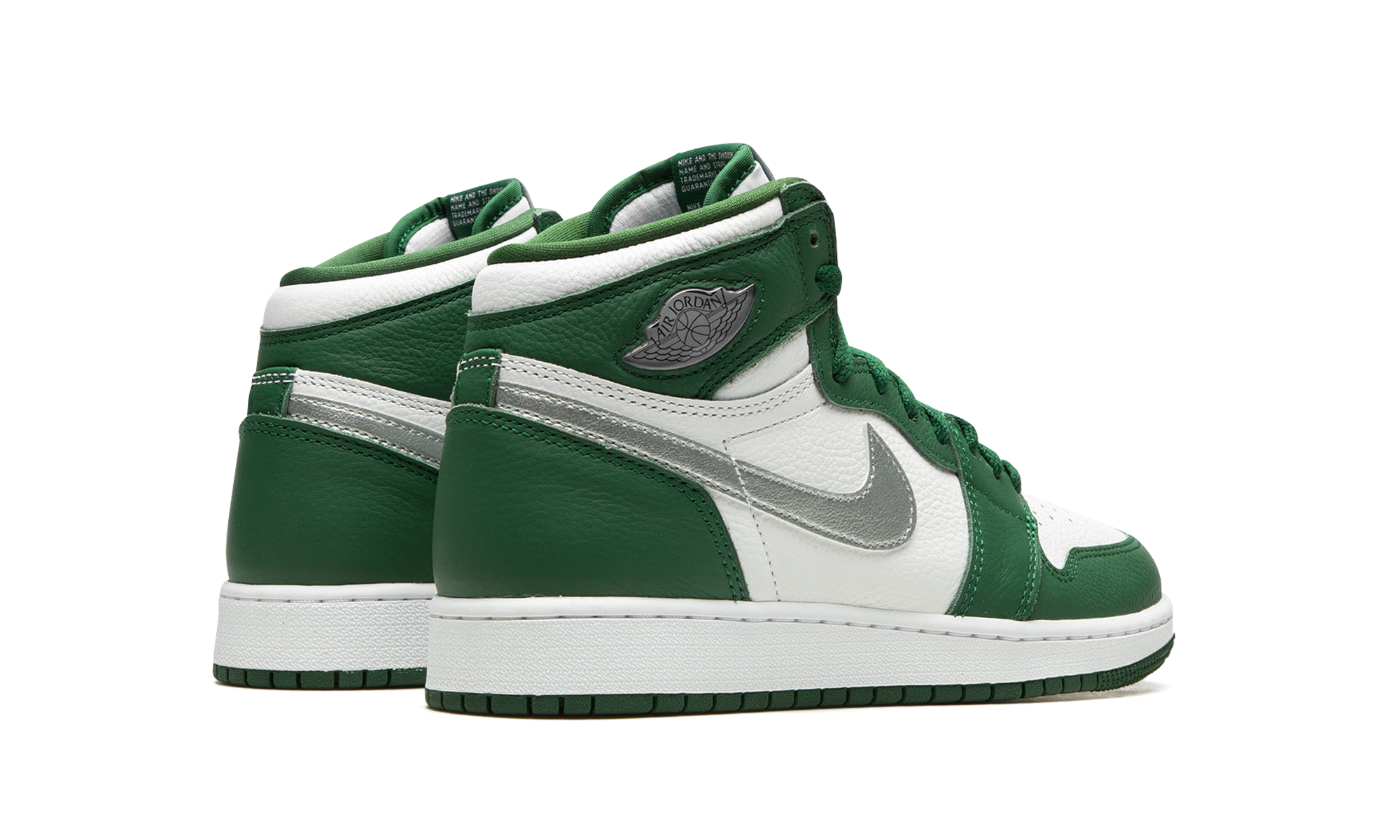 jordan 1 retro high og gorge green gs+575441-303+diagnol right behind view