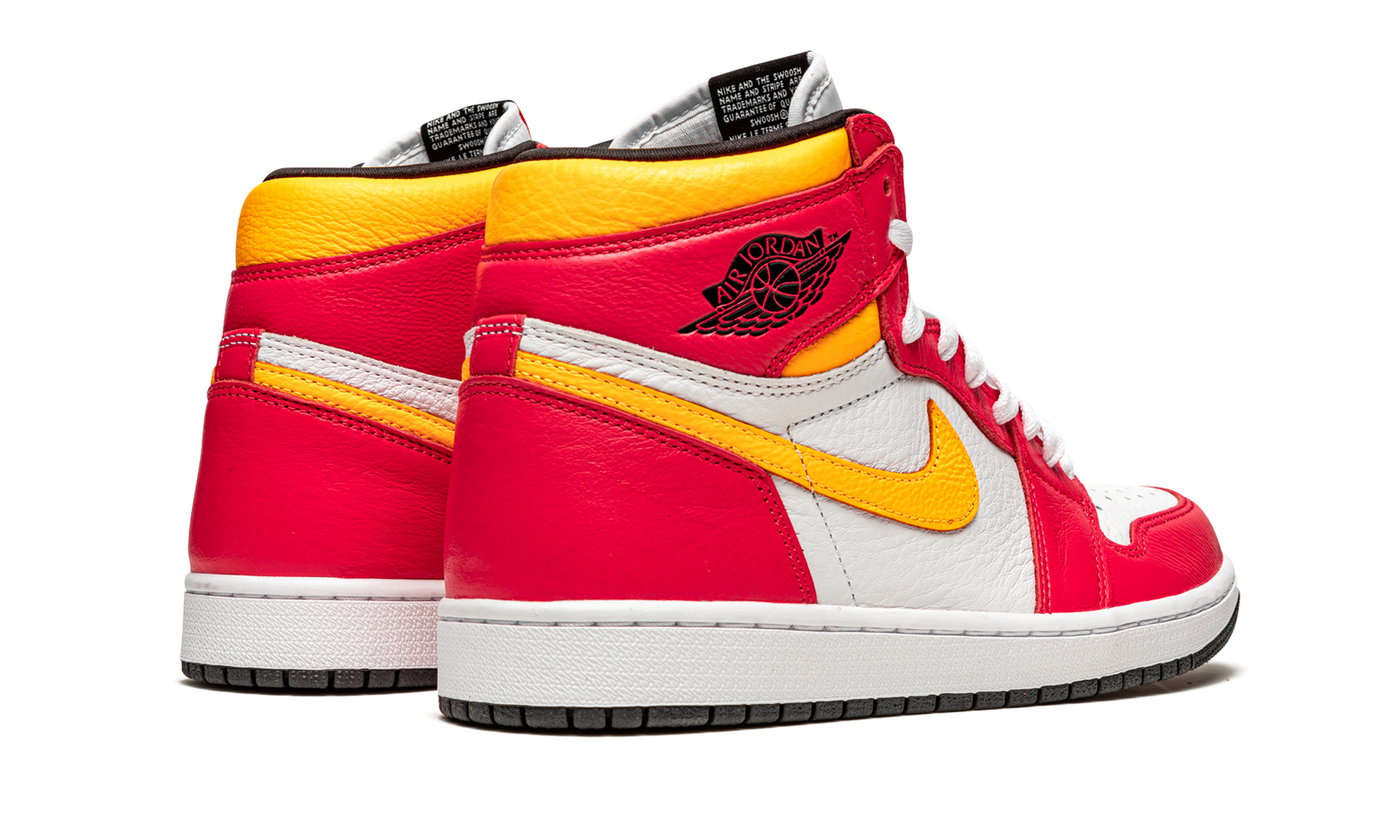jordan 1 retro high og light fusion red+555088-603+diagnol right behind view