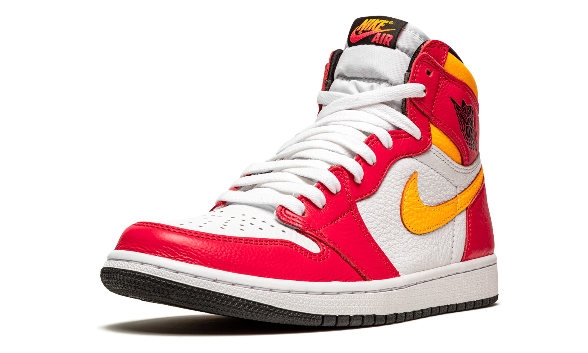 jordan 1 retro high og light fusion red+555088-603+left diagnol single view