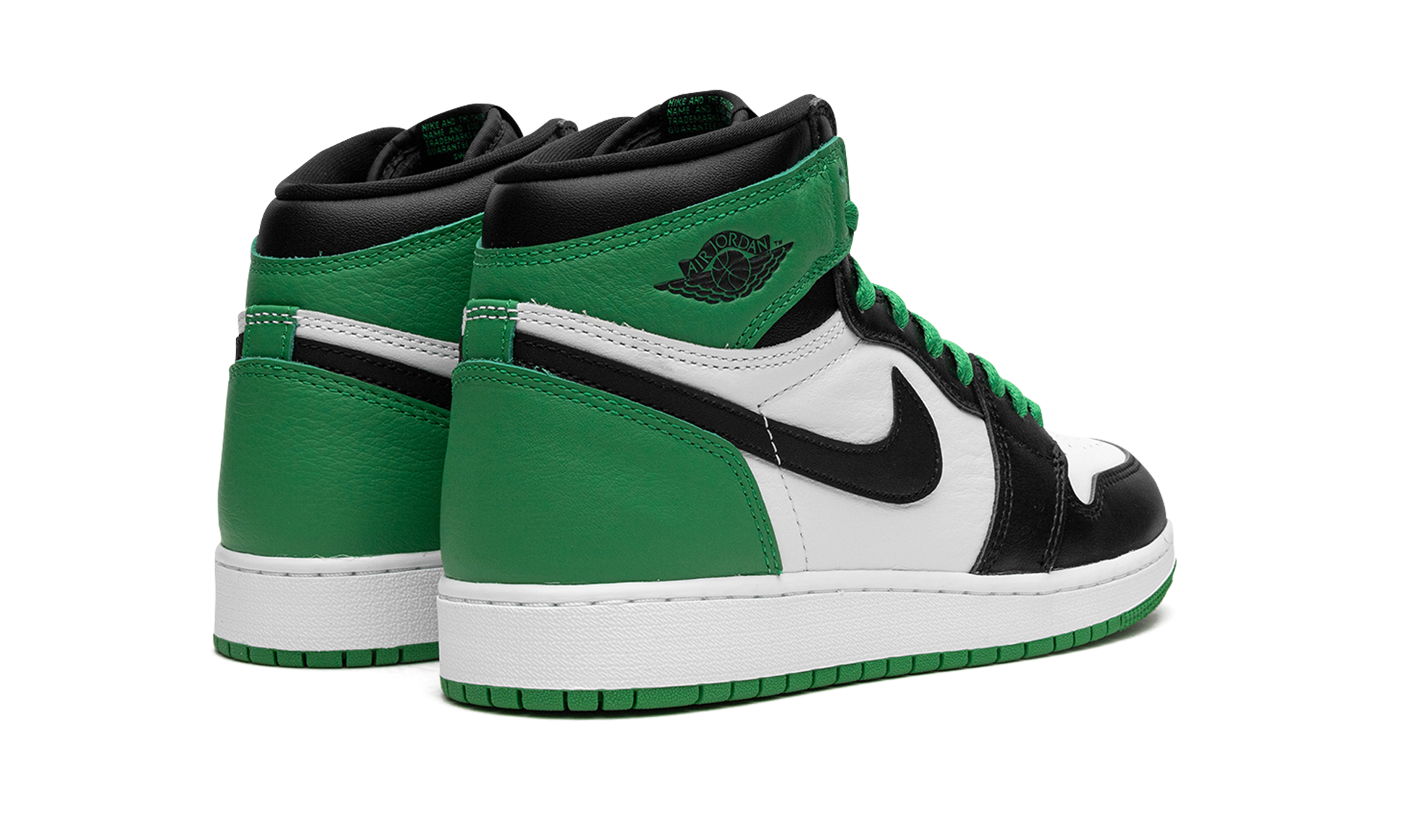 jordan 1 retro high og lucky green gs+FD1437-031+diagnol right behind view