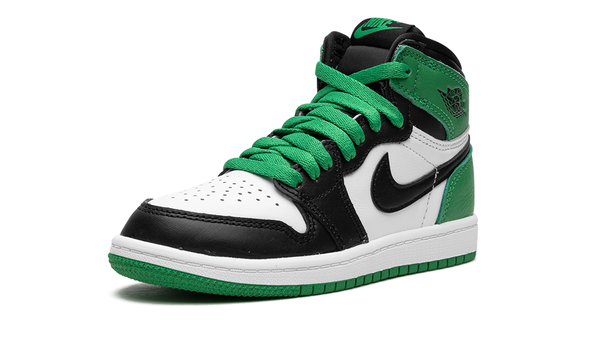 jordan 1 retro high og lucky green ps+FD1412-031+left diagnol single view
