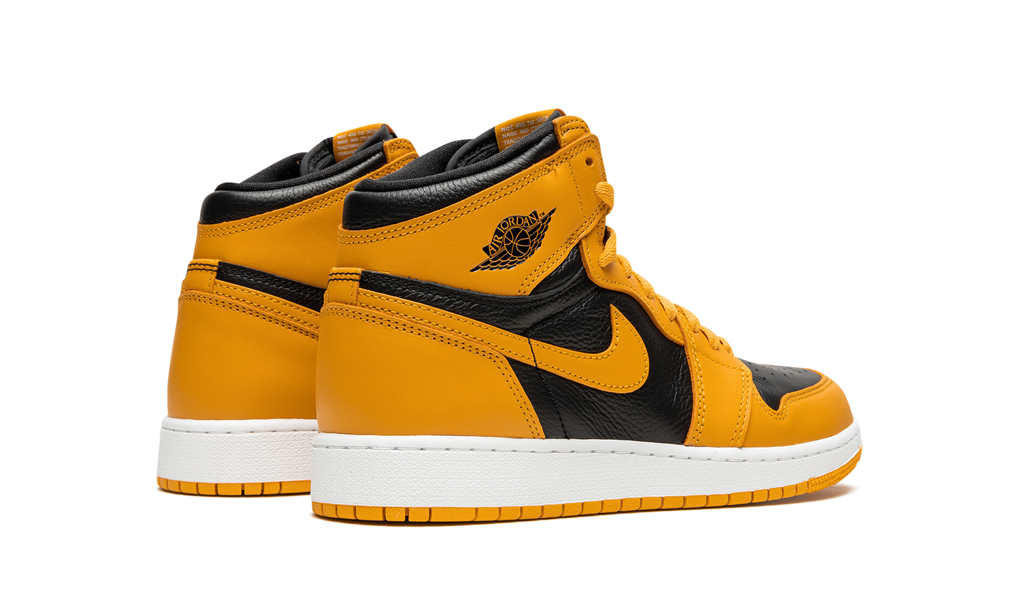 jordan 1 retro high og pollen gs+575441-701+diagnol right behind view