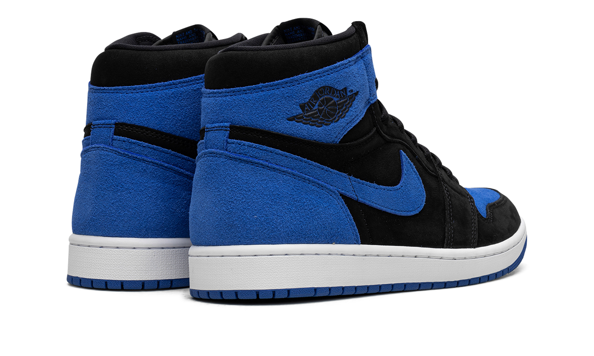 jordan 1 retro high og royal reimagined+DZ5485-042+diagnol right behind view