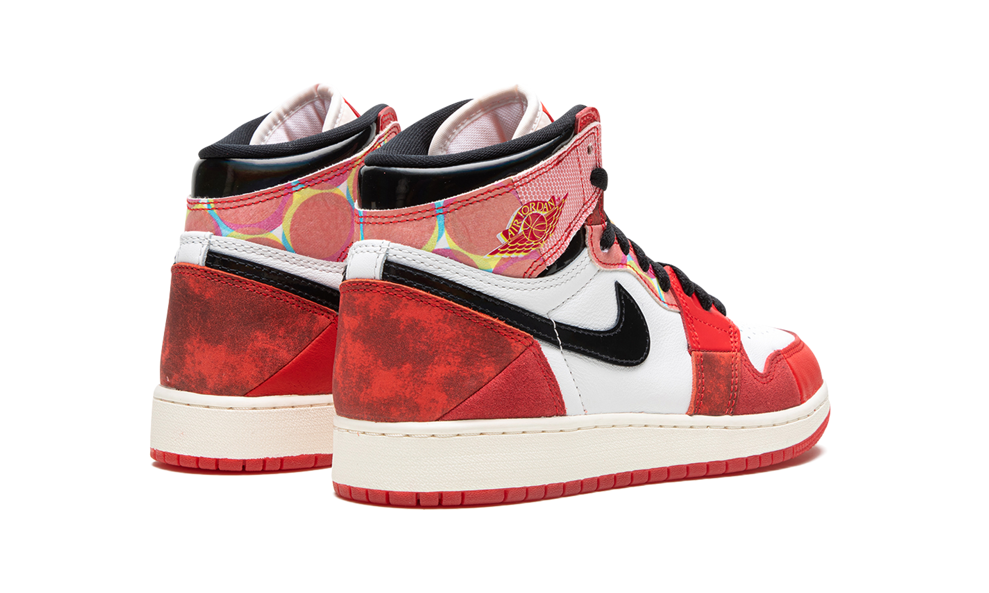 jordan 1 retro high og spider man across the spider verse gs+DV1753-601+diagnol right behind view