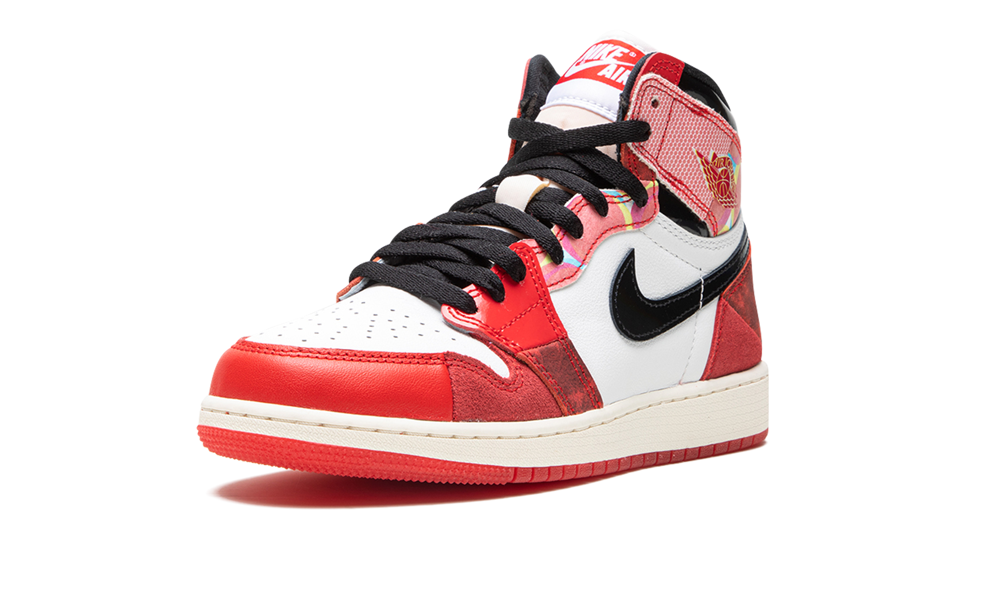 jordan 1 retro high og spider man across the spider verse gs+DV1753-601+left diagnol single view