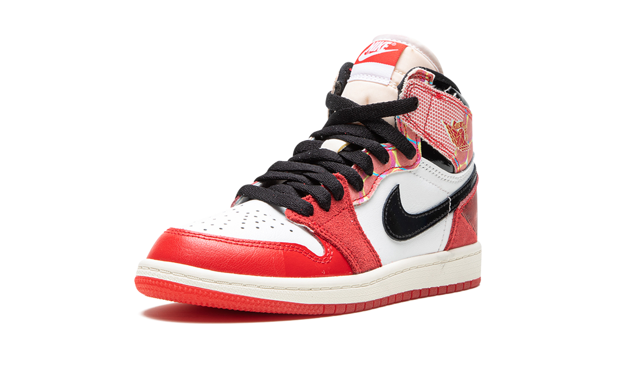 jordan 1 retro high og spider man across the spider verse ps+DV1749-601+left diagnol single view