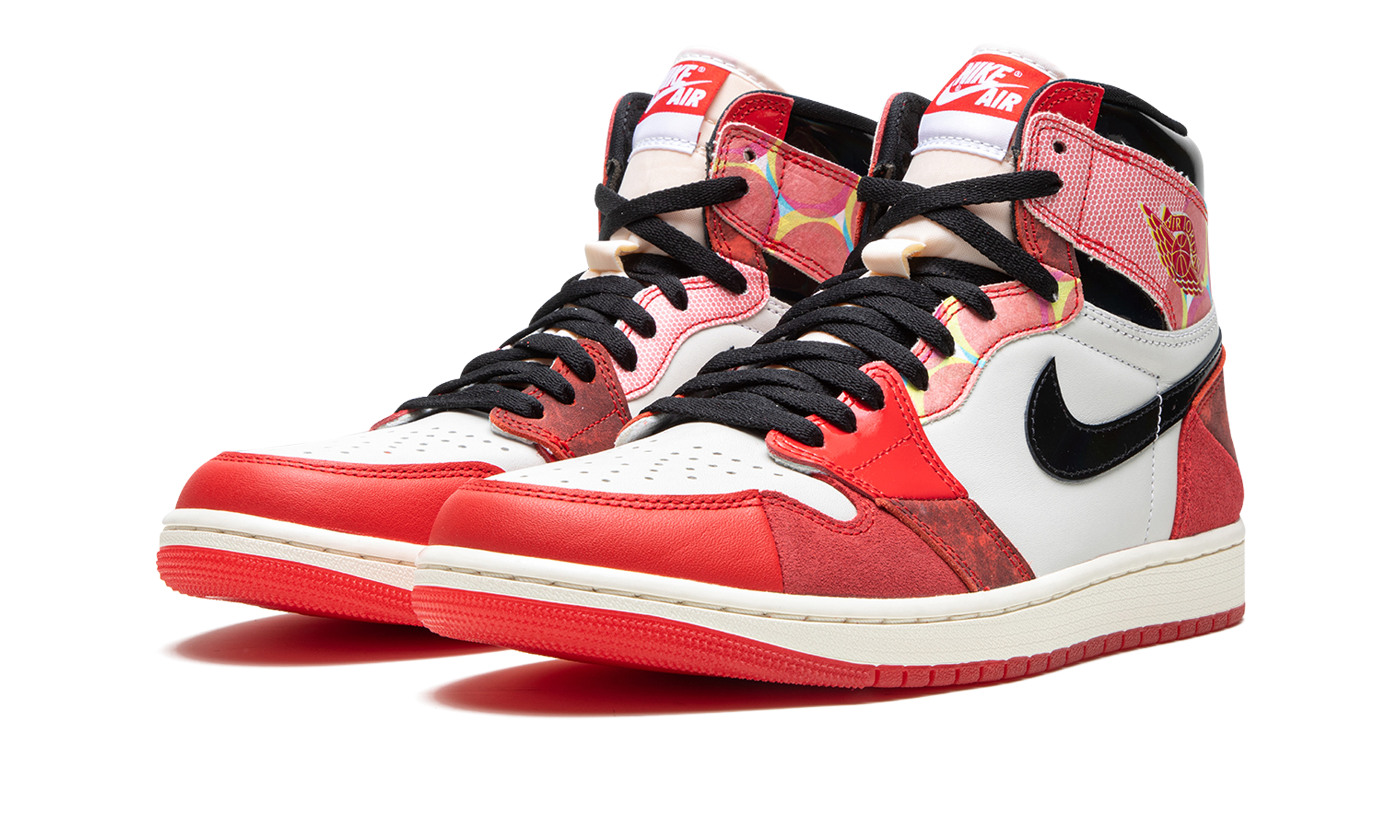 jordan 1 retro high og spider man across the spider verse special box+DV1748-601+diagnol left view