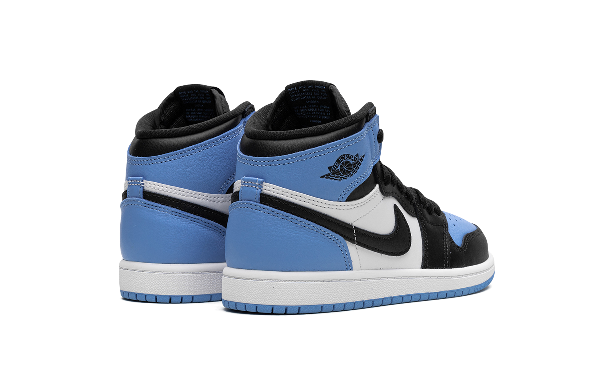 jordan 1 retro high og unc toe ps+FD1412-400+diagnol right behind view
