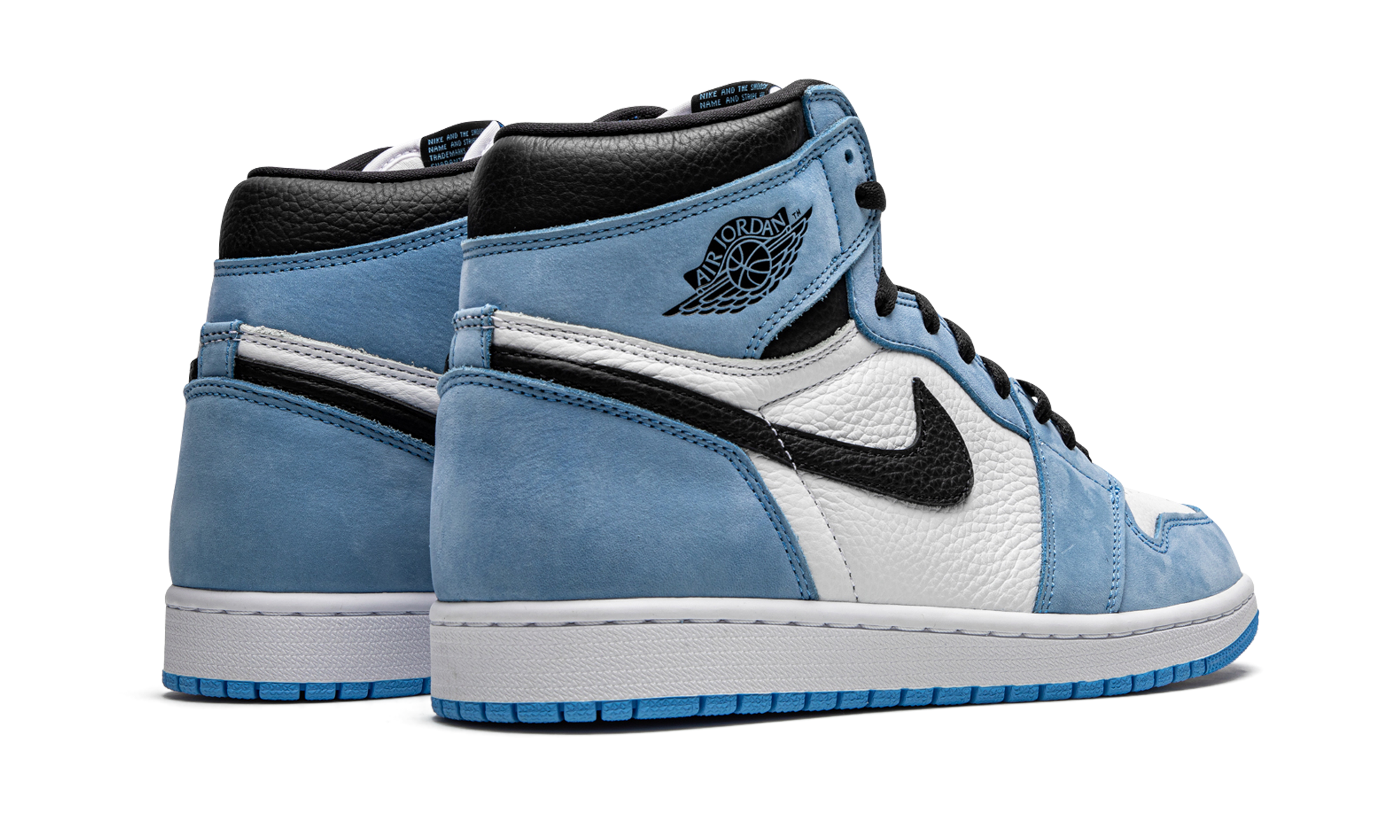 jordan 1 retro high og university blue+555088-134+diagnol right behind view