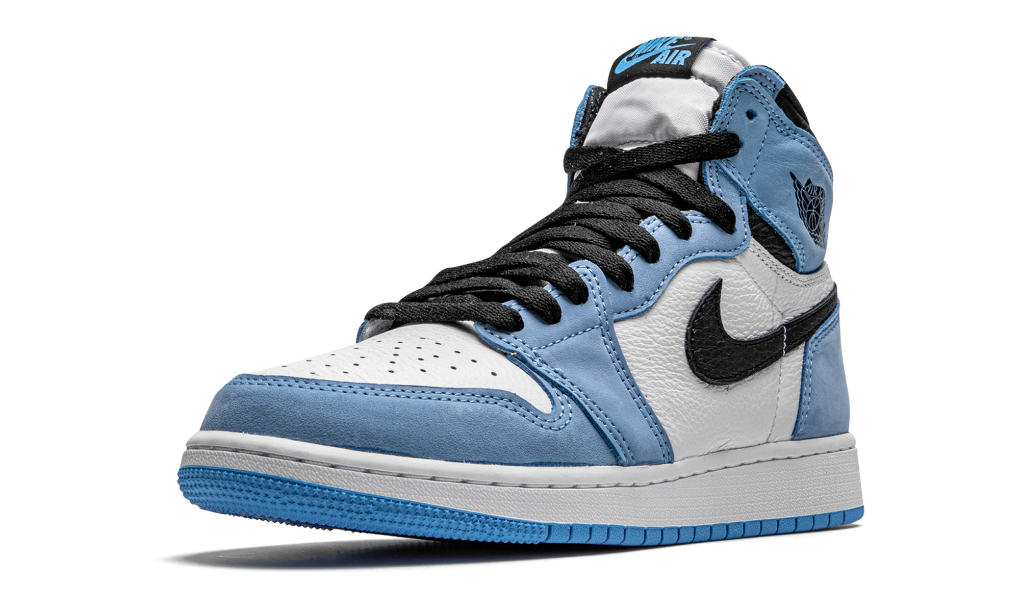 jordan 1 retro high og university blue gs+575441-134+left diagnol single view