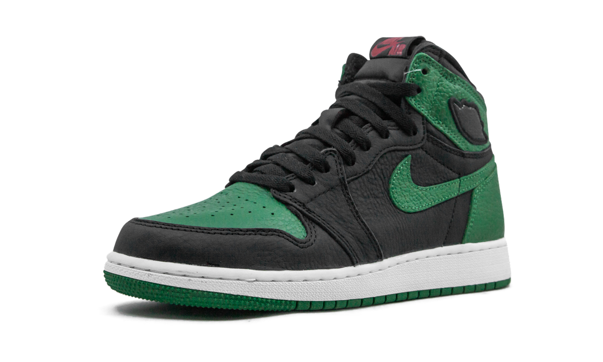 jordan 1 retro high pine green black gs+575441-030+left diagnol single view