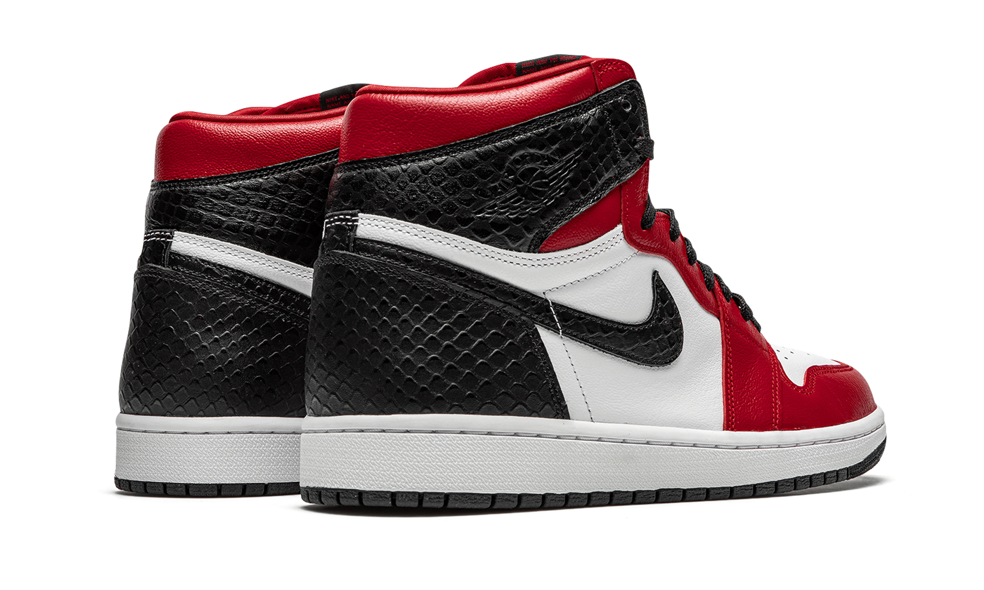 jordan 1 retro high satin snake chicago women s+CD0461-601+diagnol right behind view