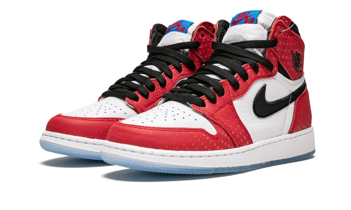 jordan 1 retro high spider man origin story gs+575441-602+diagnol left view