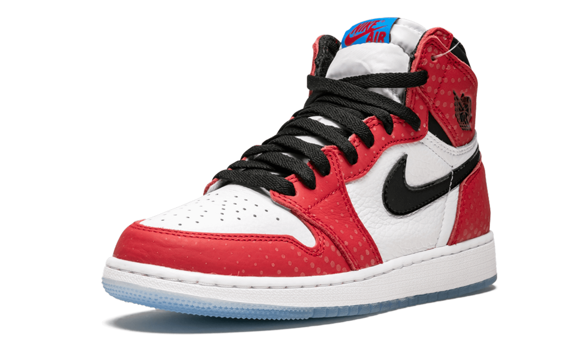jordan 1 retro high spider man origin story gs+575441-602+left diagnol single view
