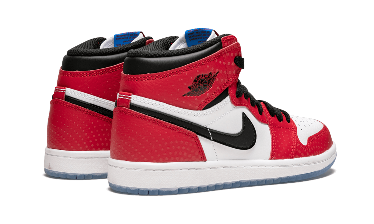 jordan 1 retro high spider man origin story ps+AQ2664-602+diagnol right behind view