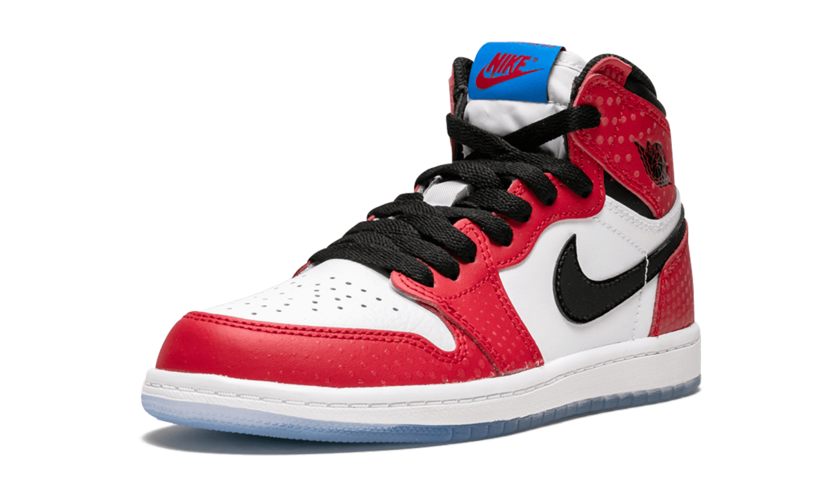 jordan 1 retro high spider man origin story ps+AQ2664-602+left diagnol single view