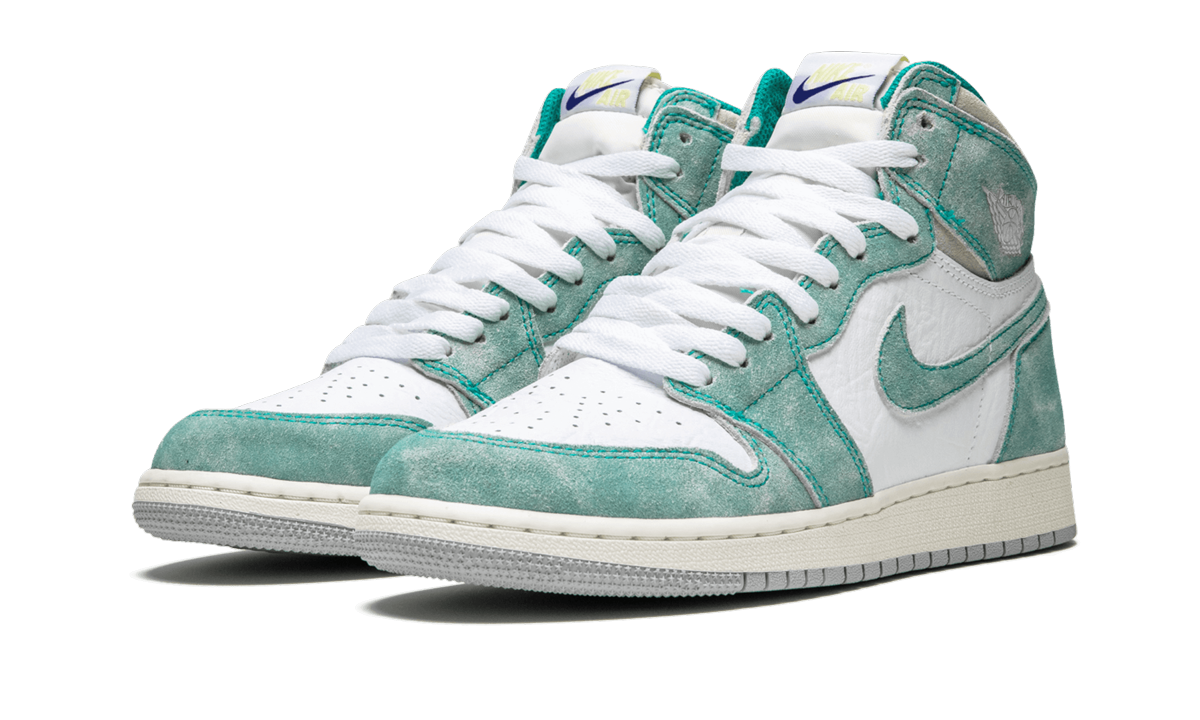 jordan 1 retro high turbo green gs+575441-311+diagnol left view