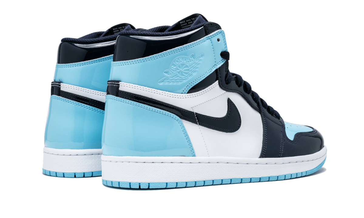 jordan 1 retro high unc patent women s+CD0461-401+diagnol right behind view
