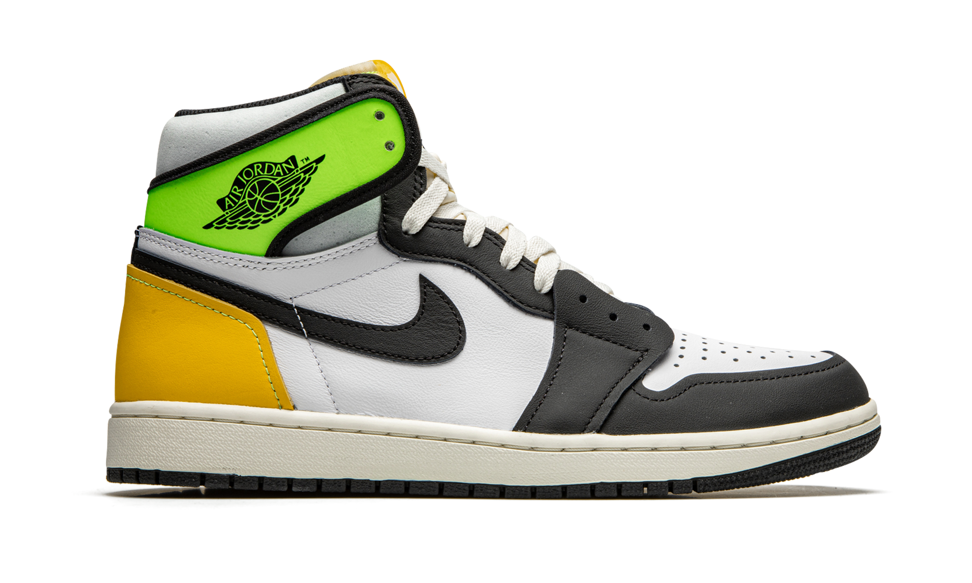 jordan 1 retro high white black volt university gold+555088-118+right view