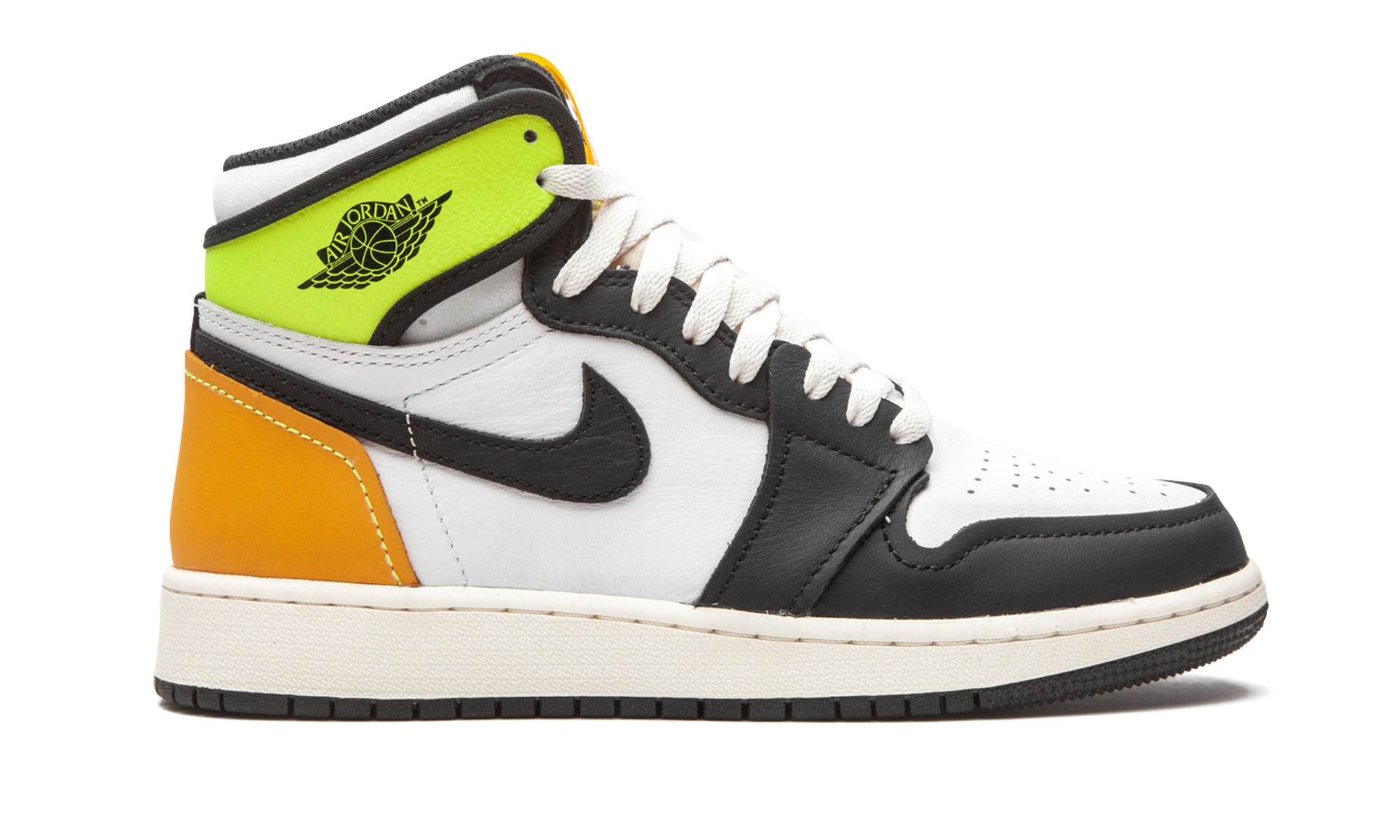 jordan 1 retro high white black volt university gold gs+575441-118+right view
