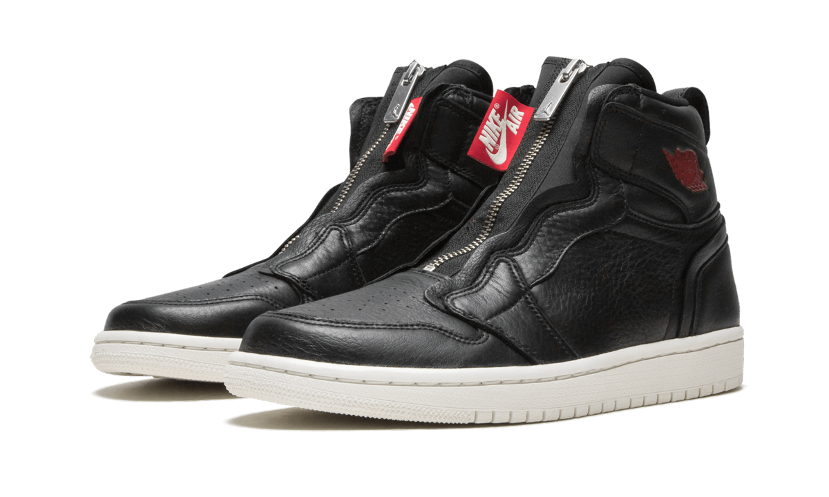 jordan 1 retro high zip black gym red phantom women s+AT0575-006+diagnol left view