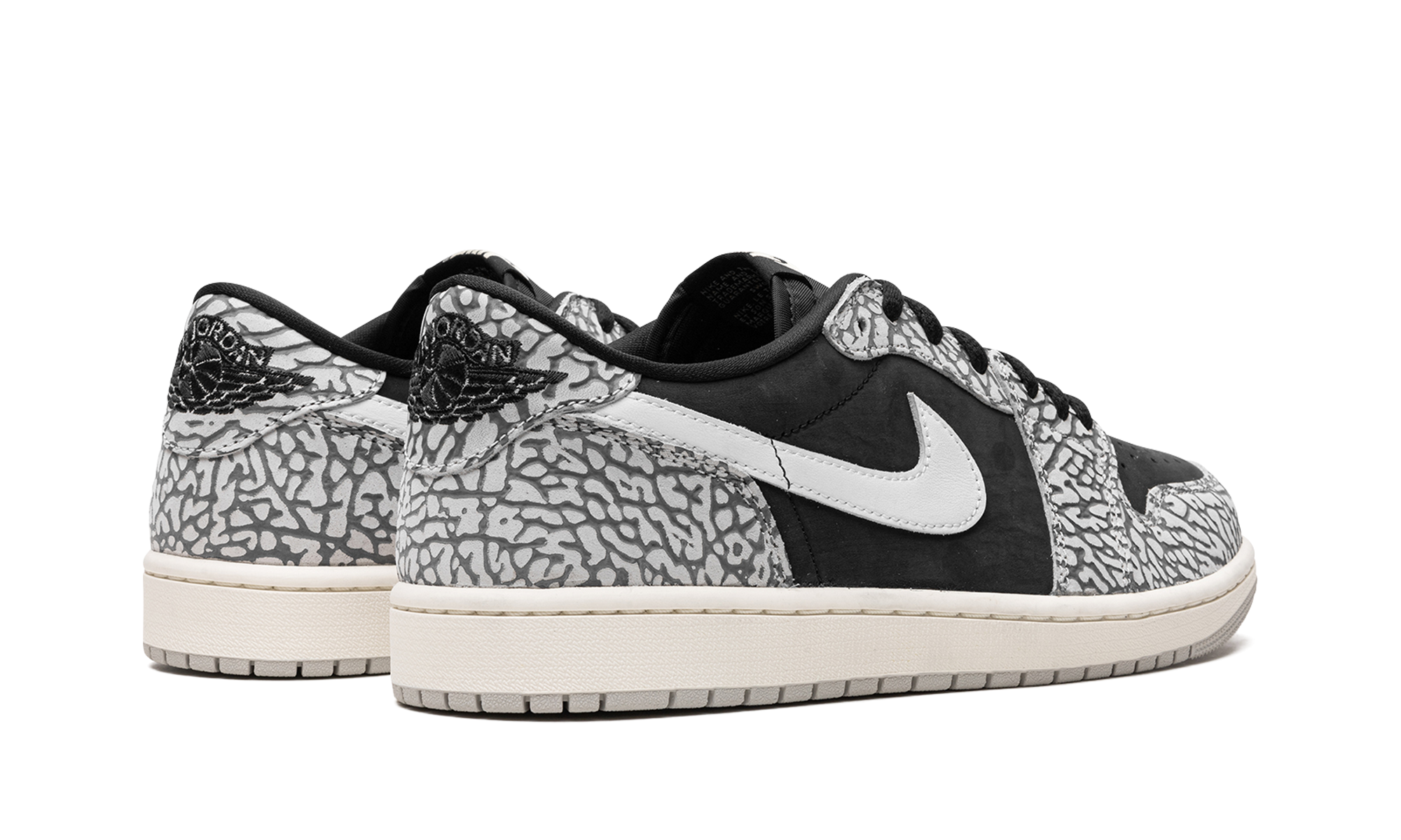 jordan 1 retro low og black cement+CZ0790-001+diagnol right behind view
