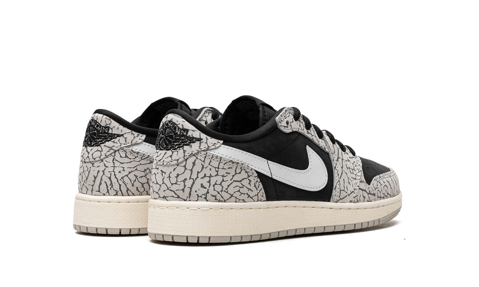 jordan 1 retro low og black cement gs+CZ0858-001+diagnol right behind view