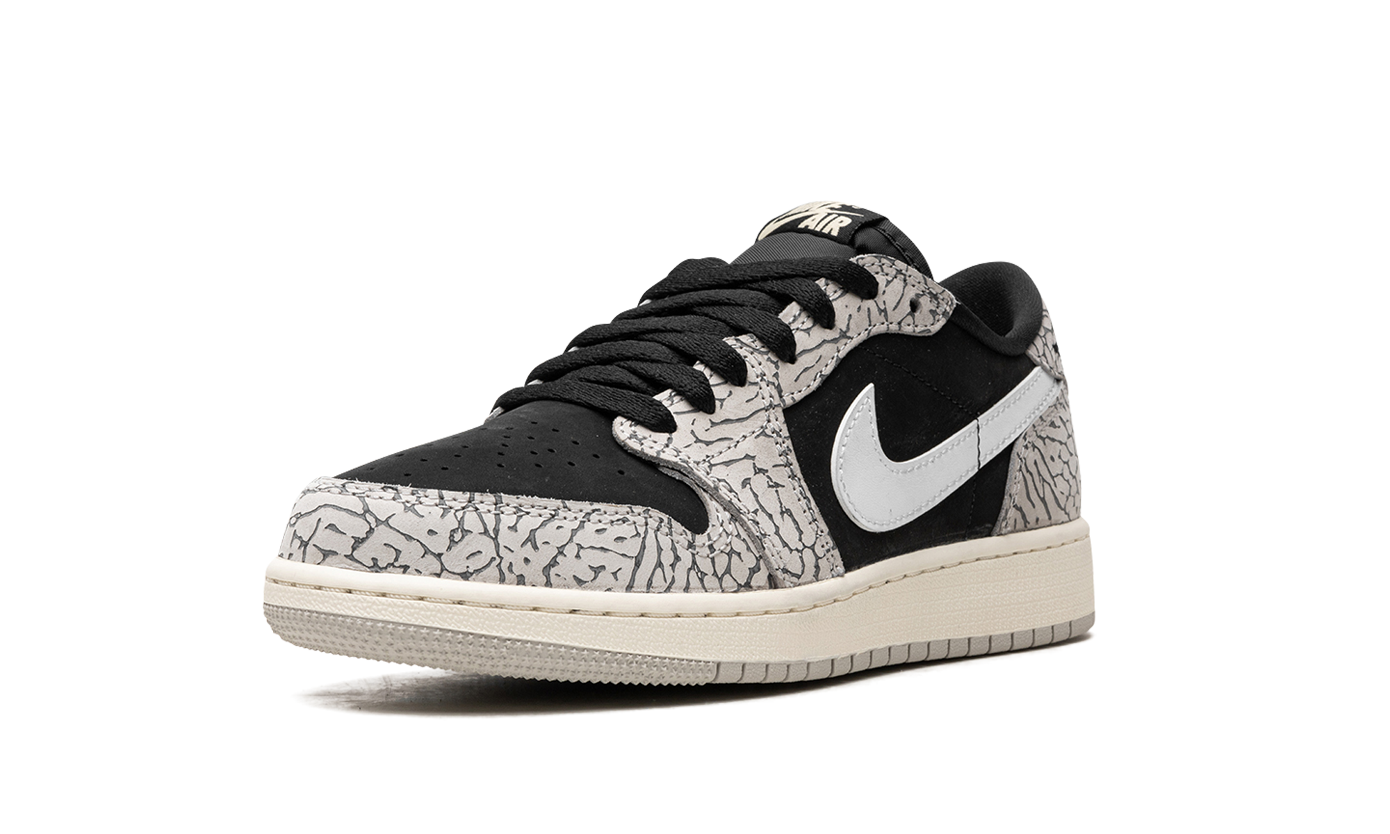 jordan 1 retro low og black cement gs+CZ0858-001+left diagnol single view