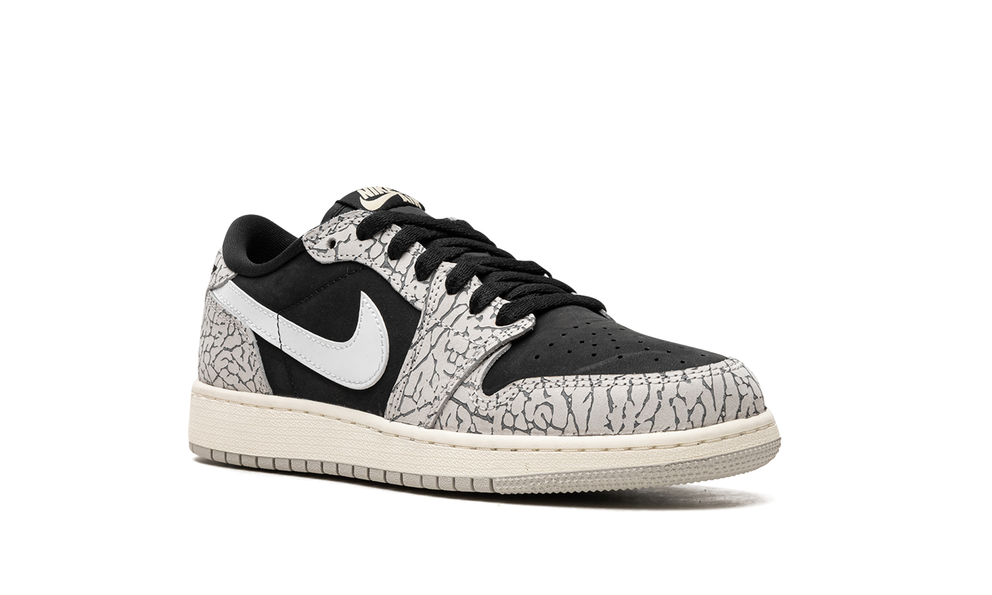 jordan 1 retro low og black cement gs+CZ0858-001+diagnol right view