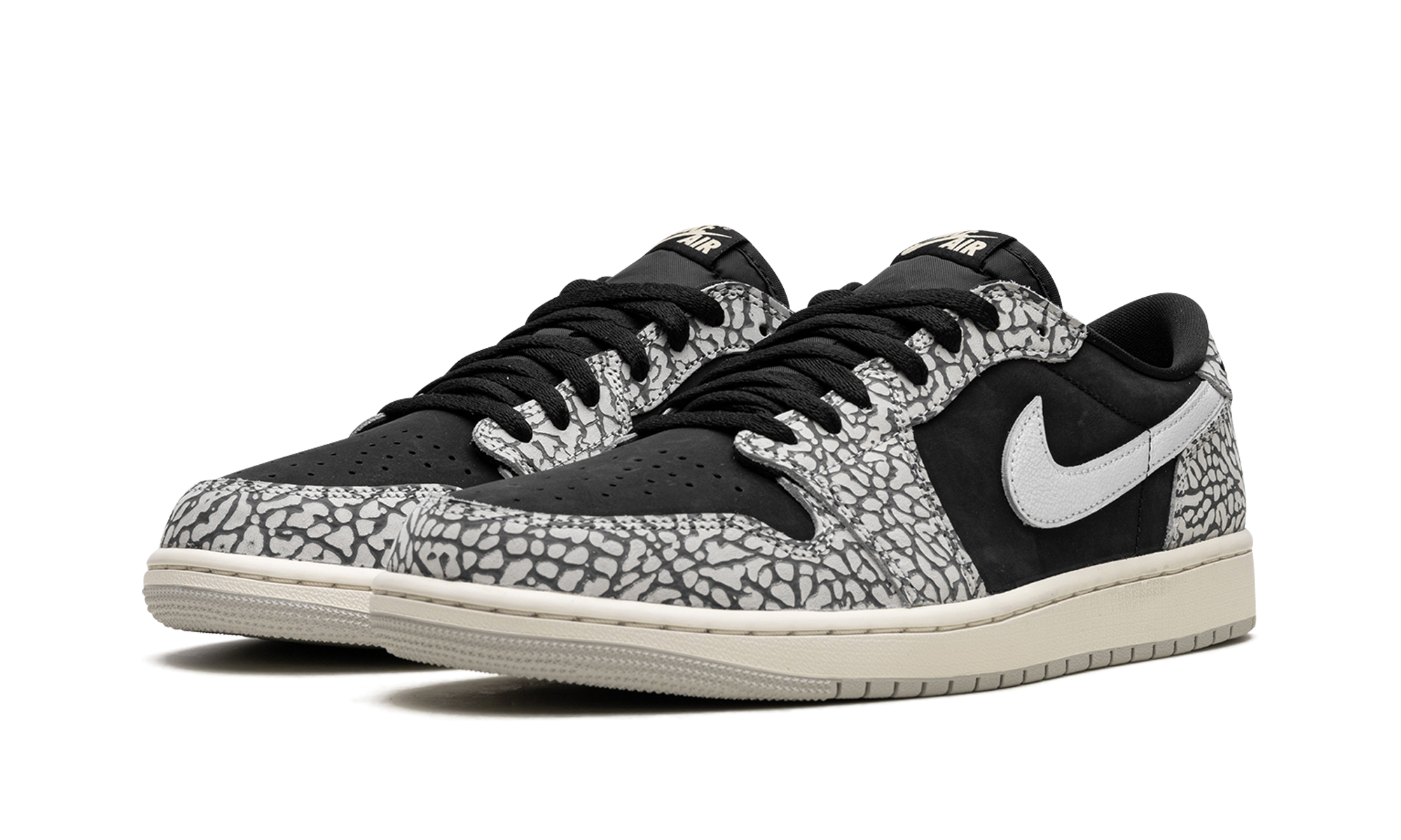 jordan 1 retro low og black cement women s+CZ0775-001+diagnol left view