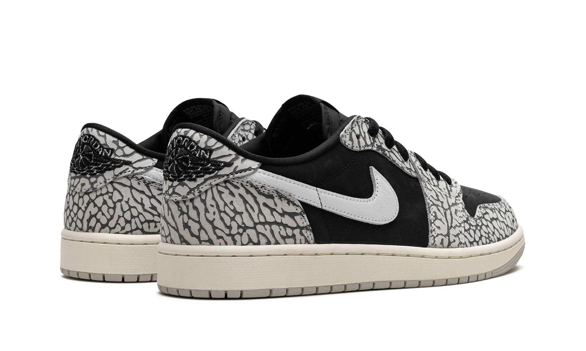 jordan 1 retro low og black cement women s+CZ0775-001+diagnol right behind view