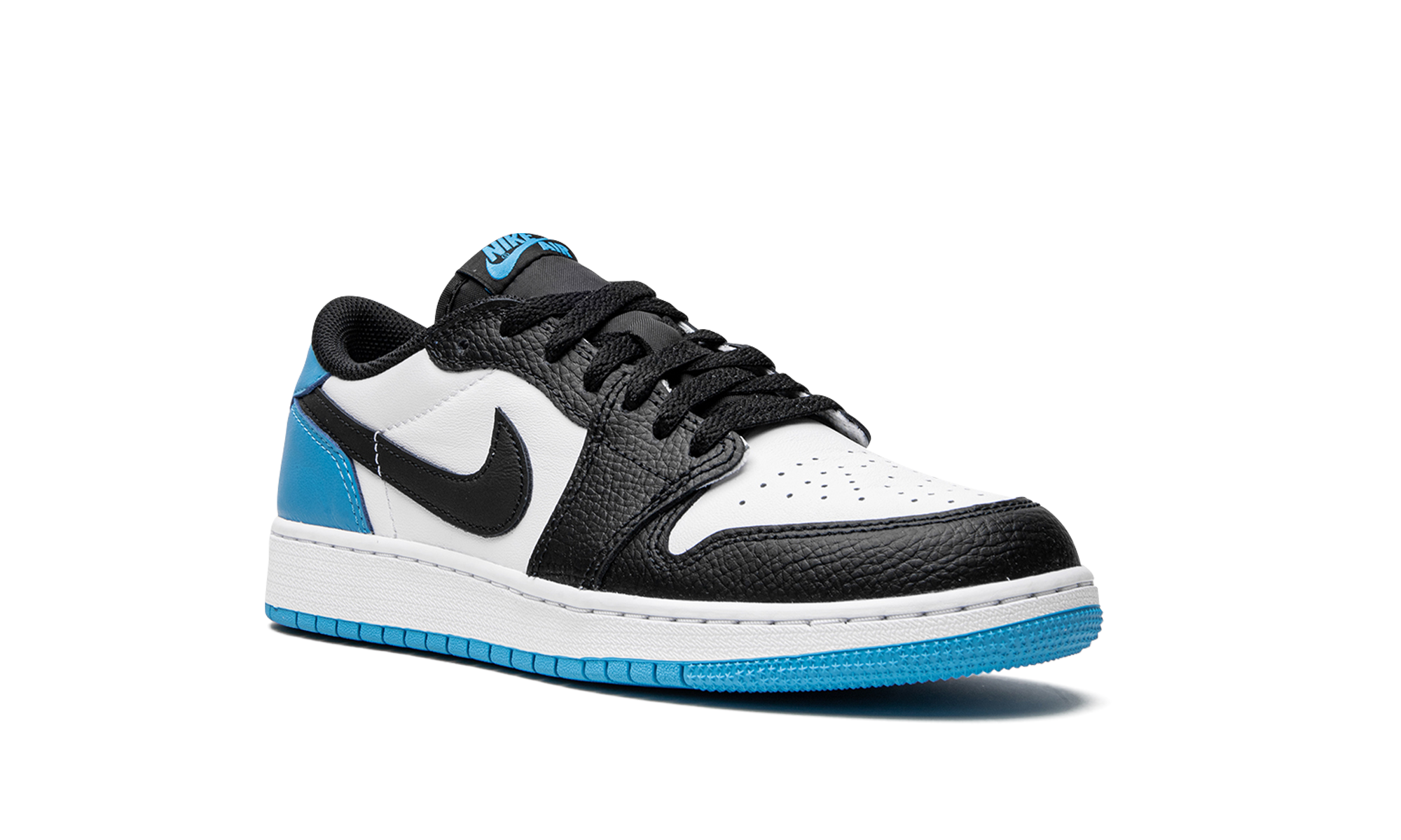 jordan 1 retro low og black dark powder blue gs+CZ0858-104+diagnol right view
