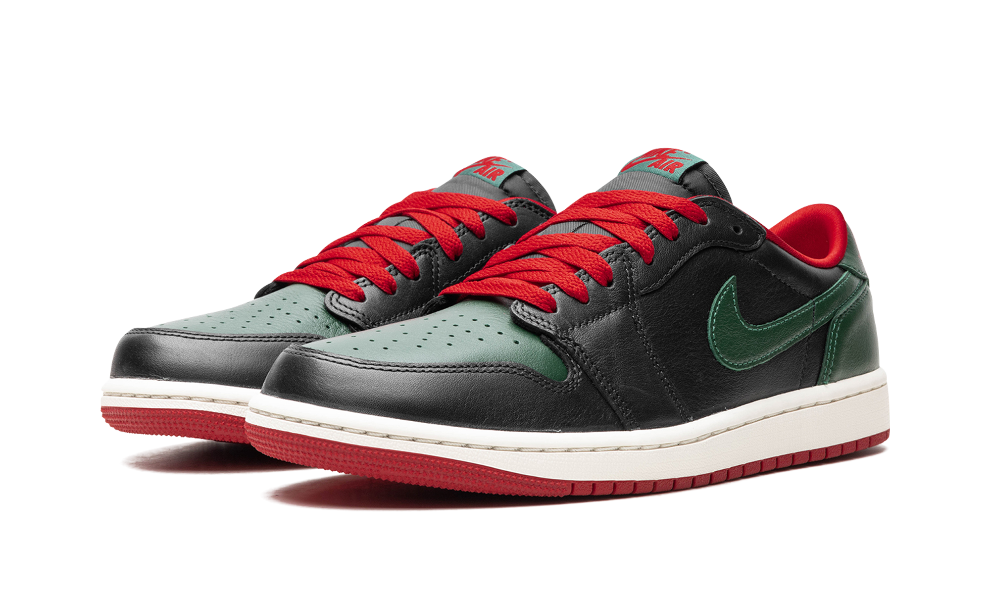 jordan 1 retro low og gorge green varsity red women s+CZ0775-036+diagnol left view