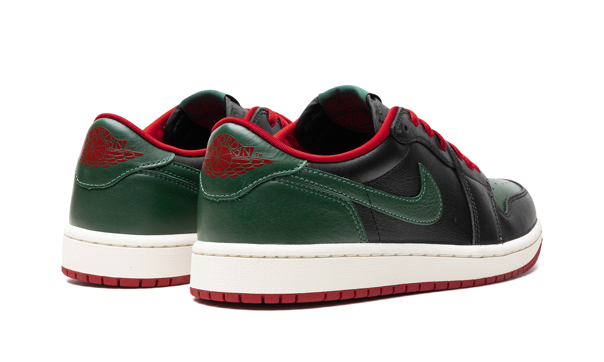 jordan 1 retro low og gorge green varsity red women s+CZ0775-036+diagnol right behind view