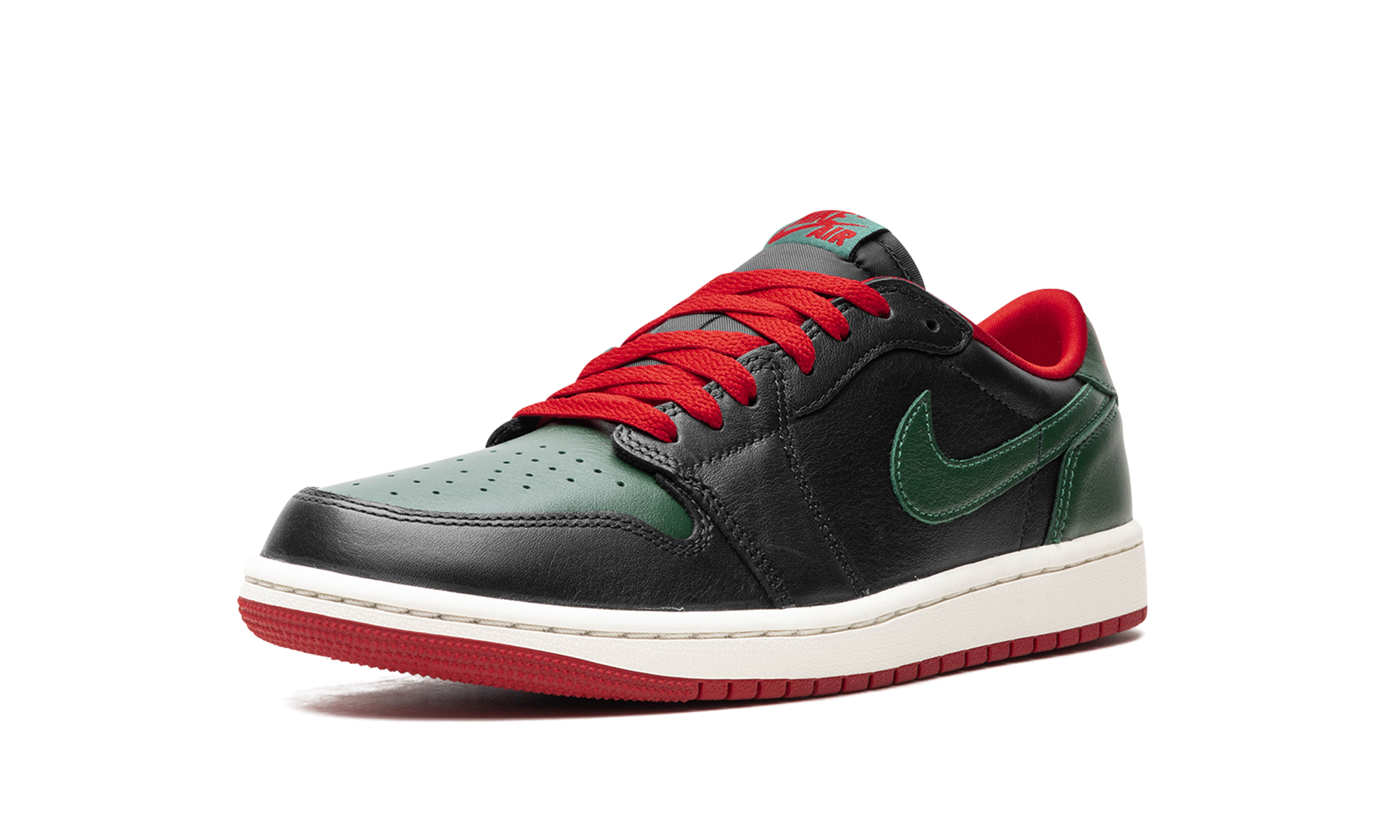 jordan 1 retro low og gorge green varsity red women s+CZ0775-036+left diagnol single view