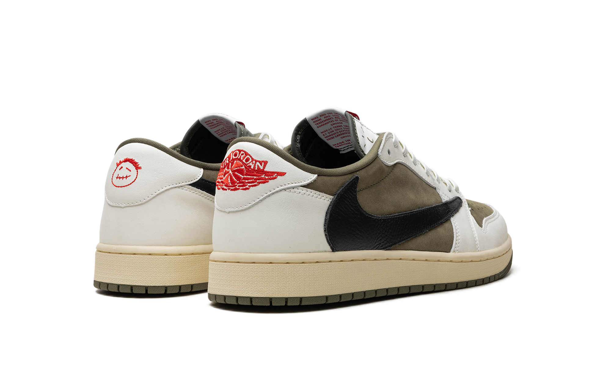 jordan 1 retro low og sp travis scott medium olive+DM7866-200+diagnol right behind view