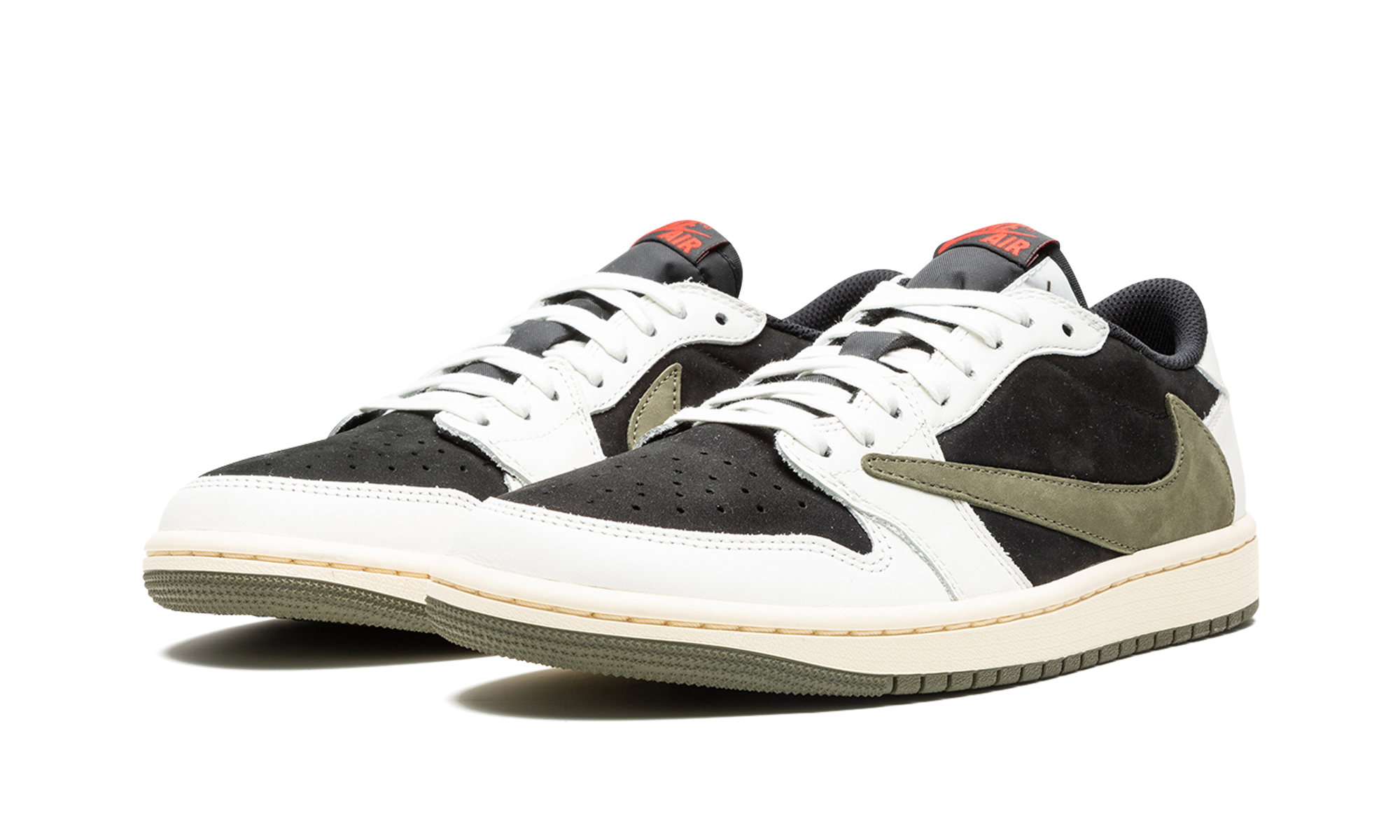 jordan 1 retro low og sp travis scott olive women s+DZ4137-106+diagnol left view