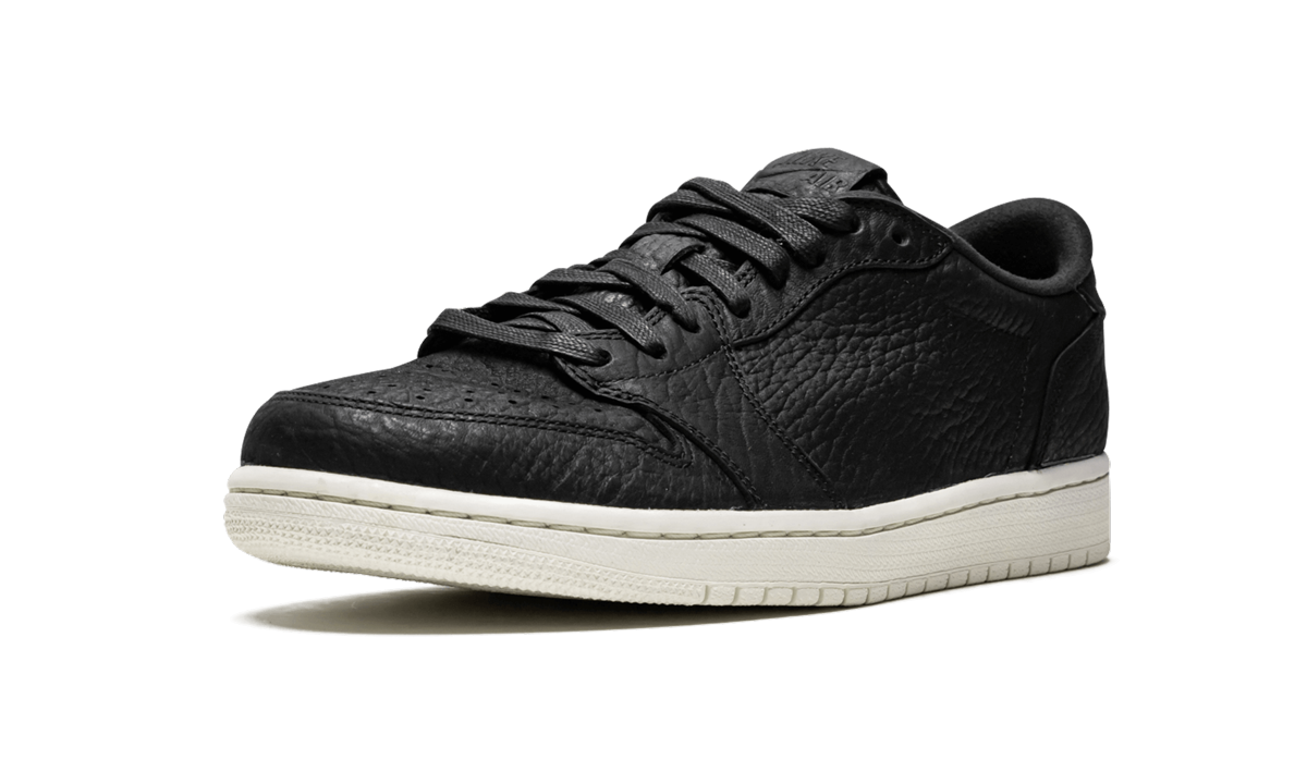 jordan 1 retro low swooshless black+848775-005+left diagnol single view