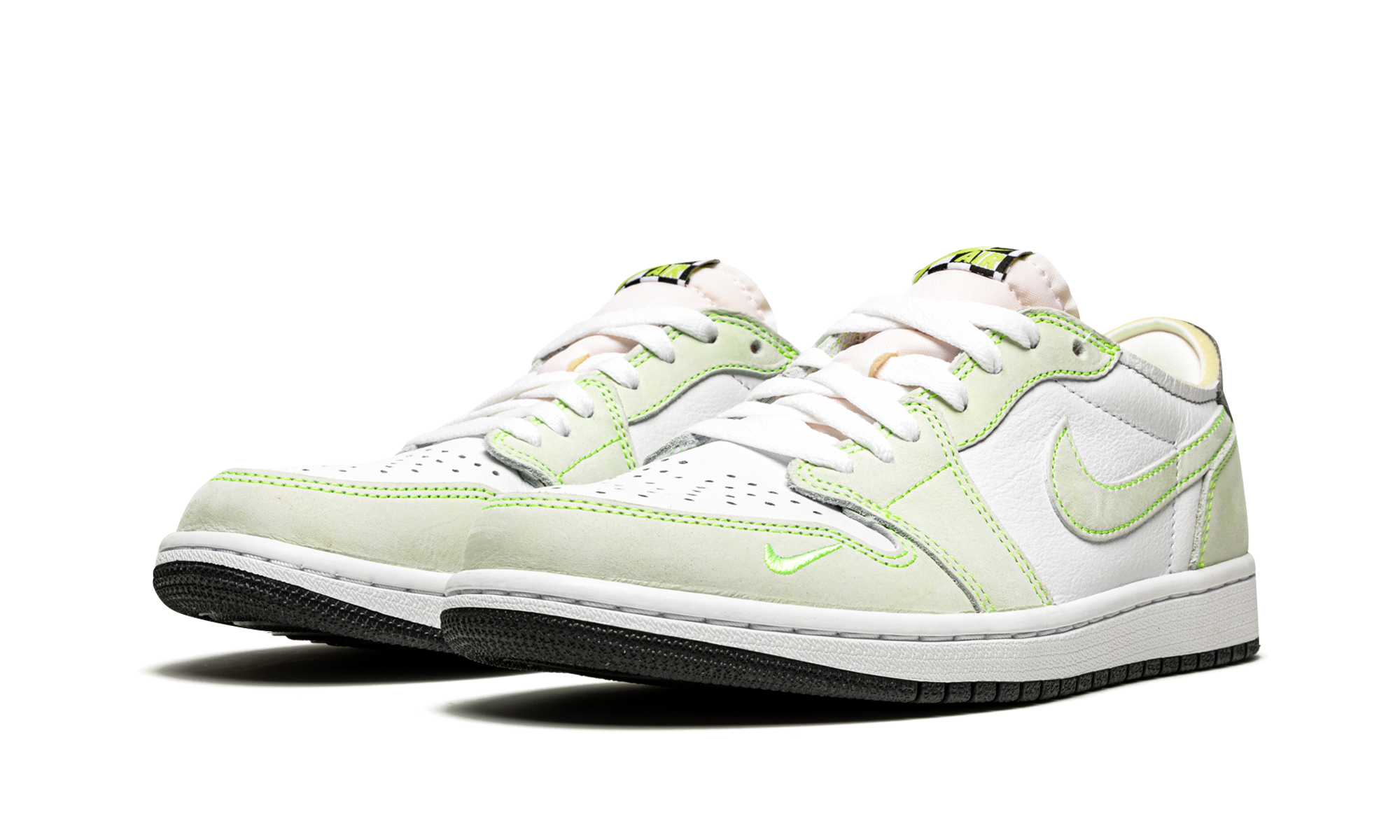 jordan 1 retro low white ghost green black+DM7837-103+diagnol left view