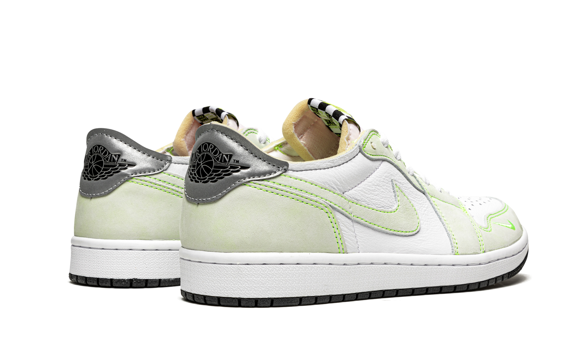 jordan 1 retro low white ghost green black+DM7837-103+diagnol right behind view
