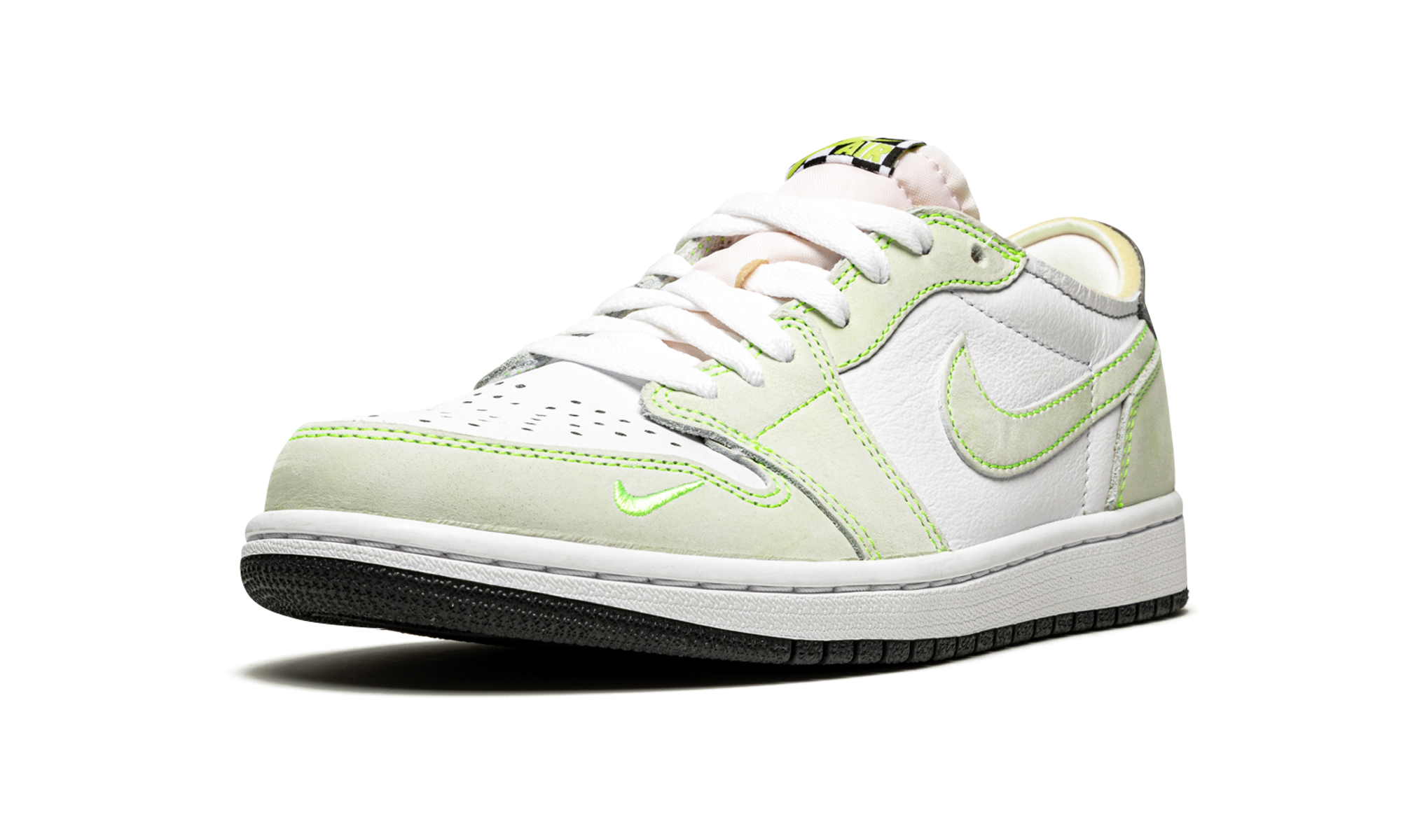 jordan 1 retro low white ghost green black+DM7837-103+left diagnol single view