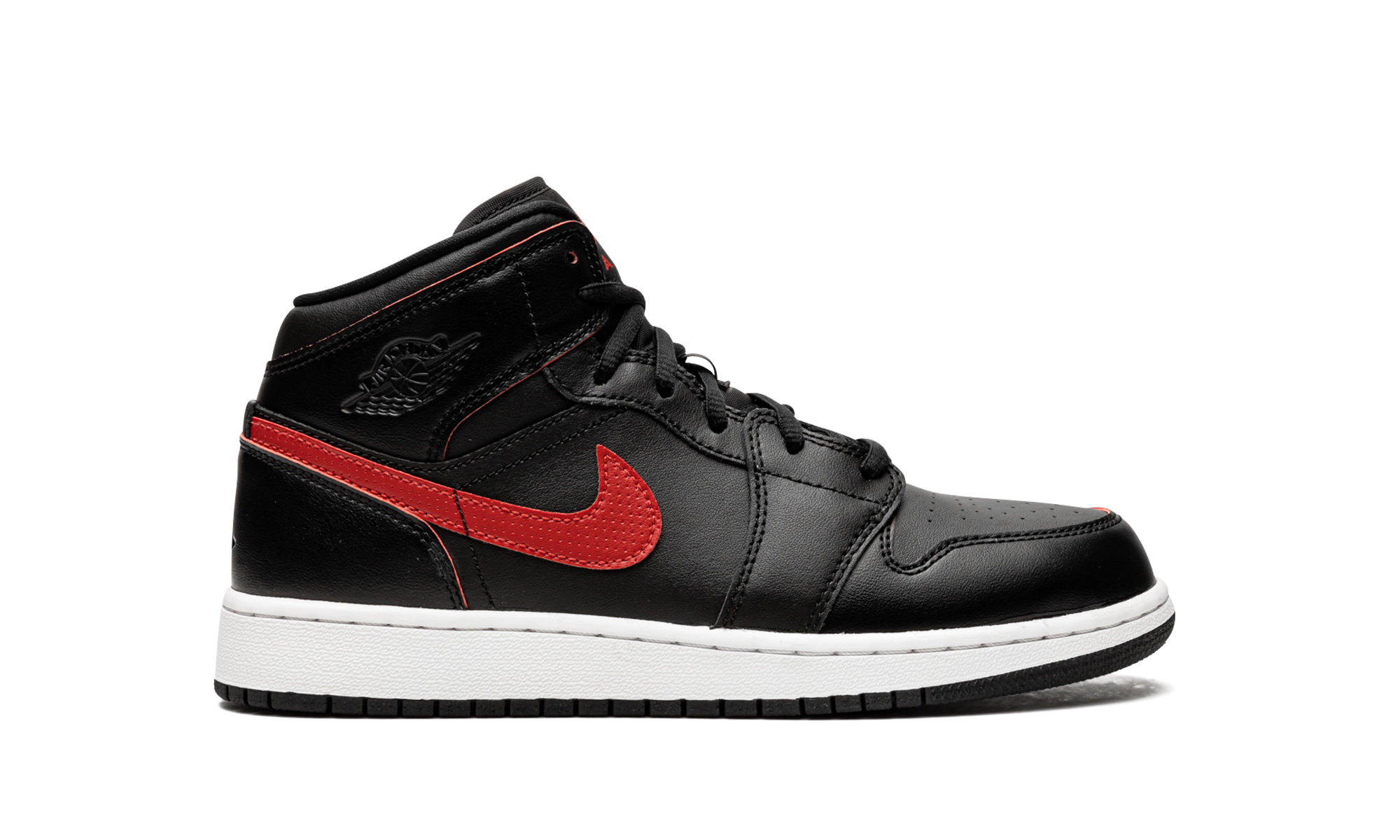 jordan 1 retro mid black gym red gs+554725-009+right view