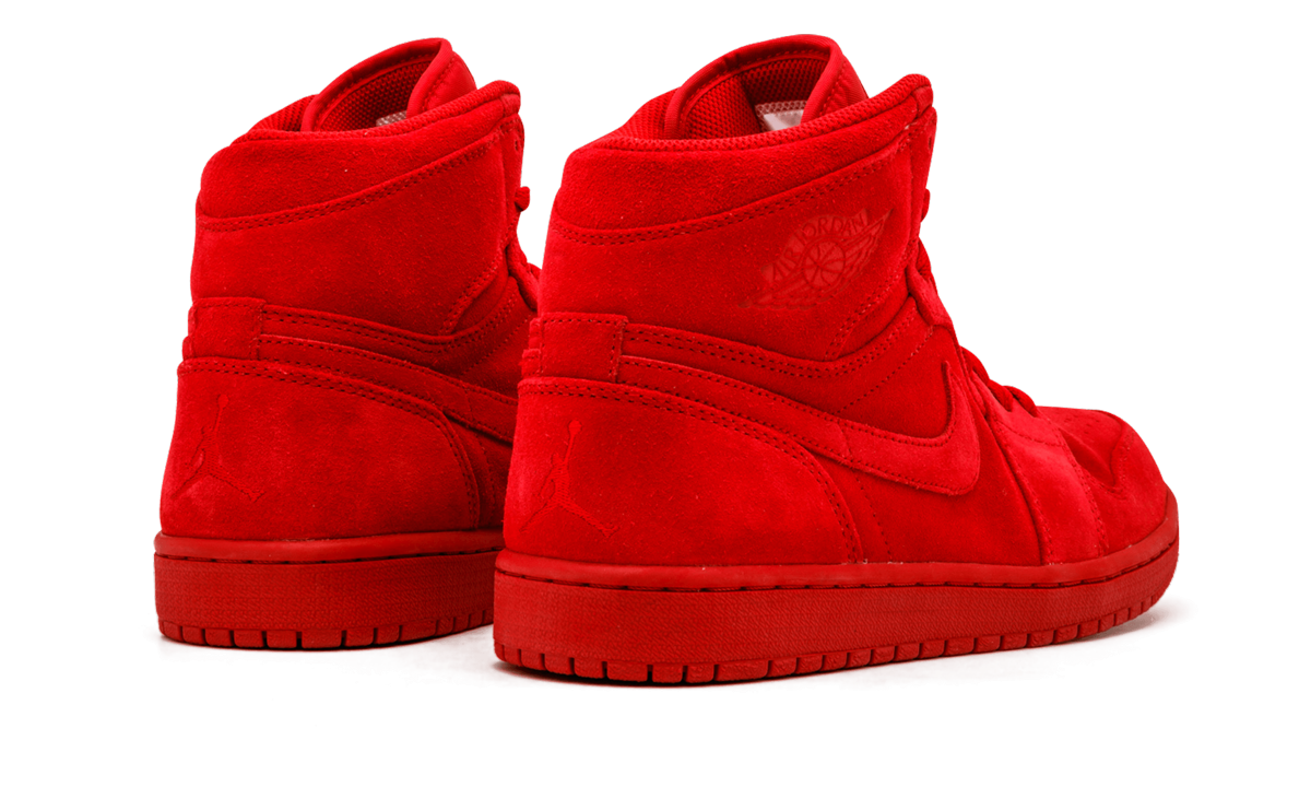 jordan 1 retro red suede+332550-603+diagnol right behind view